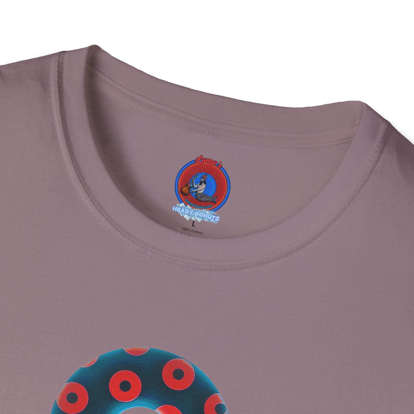 Plain Donuts/Unisex Soft-Style - "Plain Blimpy Paradoxical Donuts" - steel blue/red donuts