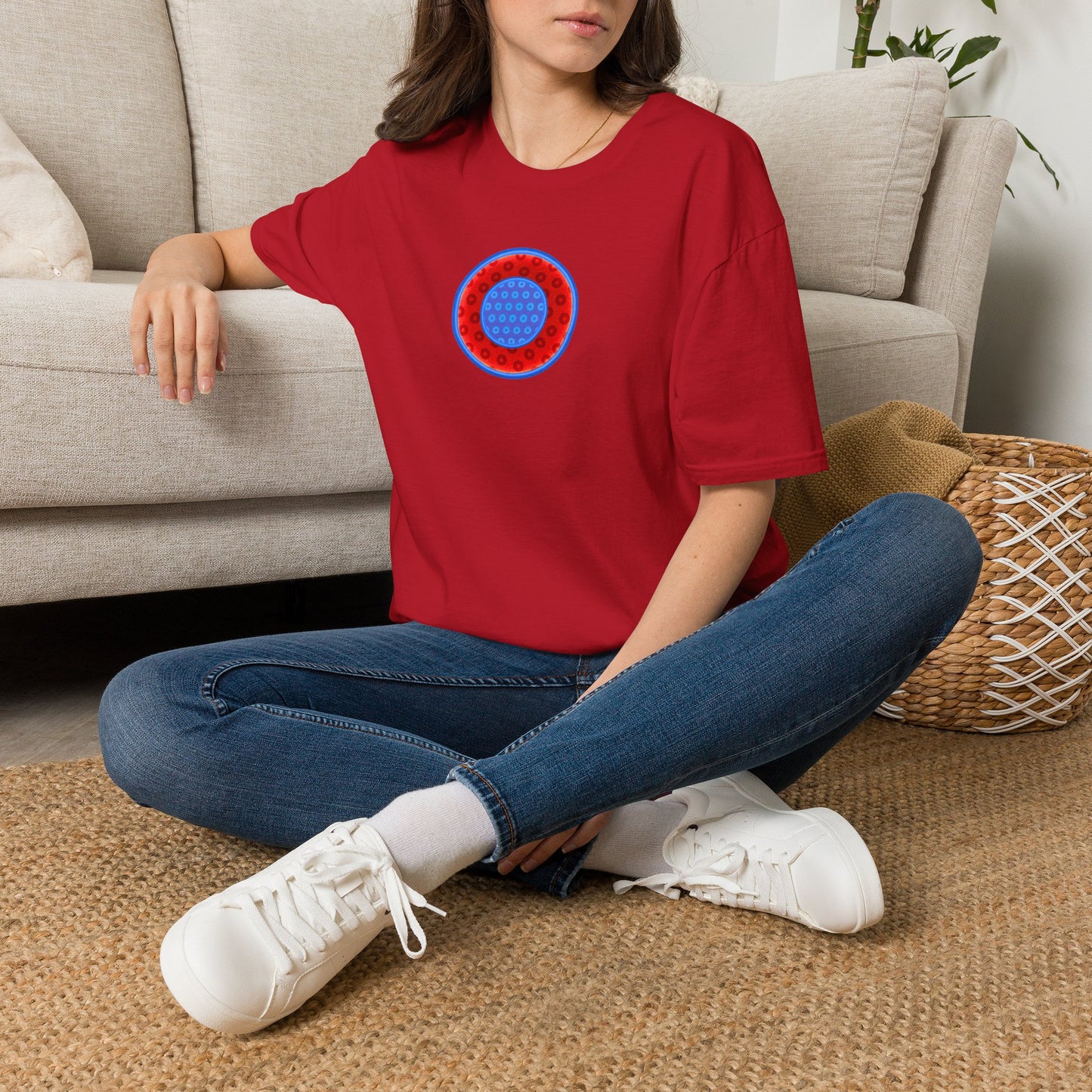 Classic Donut Tee - Unisex Soft-Style - "All You Can Eat Donut Platter" - red/blue paradoxical donuts