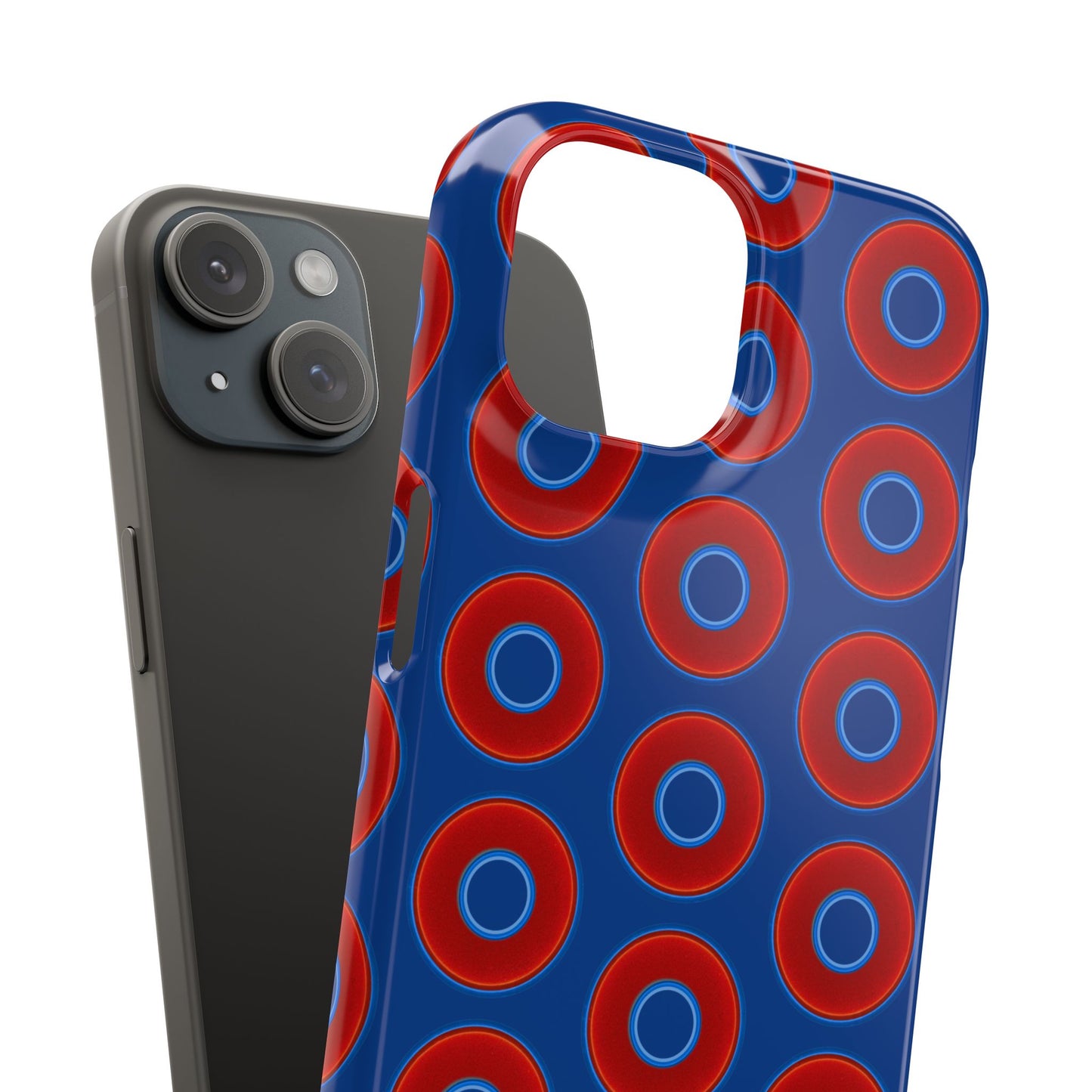 Lumpy Donut Snap Case - red vivid donut print w/dark blue background