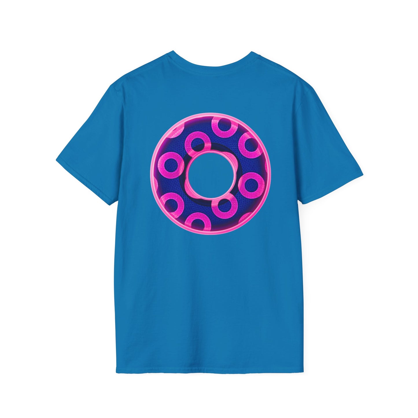 Plain Donuts/Unisex Soft-Style - "Plain Rustic Paradoxical Donuts" - hot pink/dark blue donuts