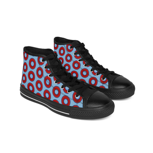 Cushiony Convectors - High Tops - red vivid donuts w/sky blue background