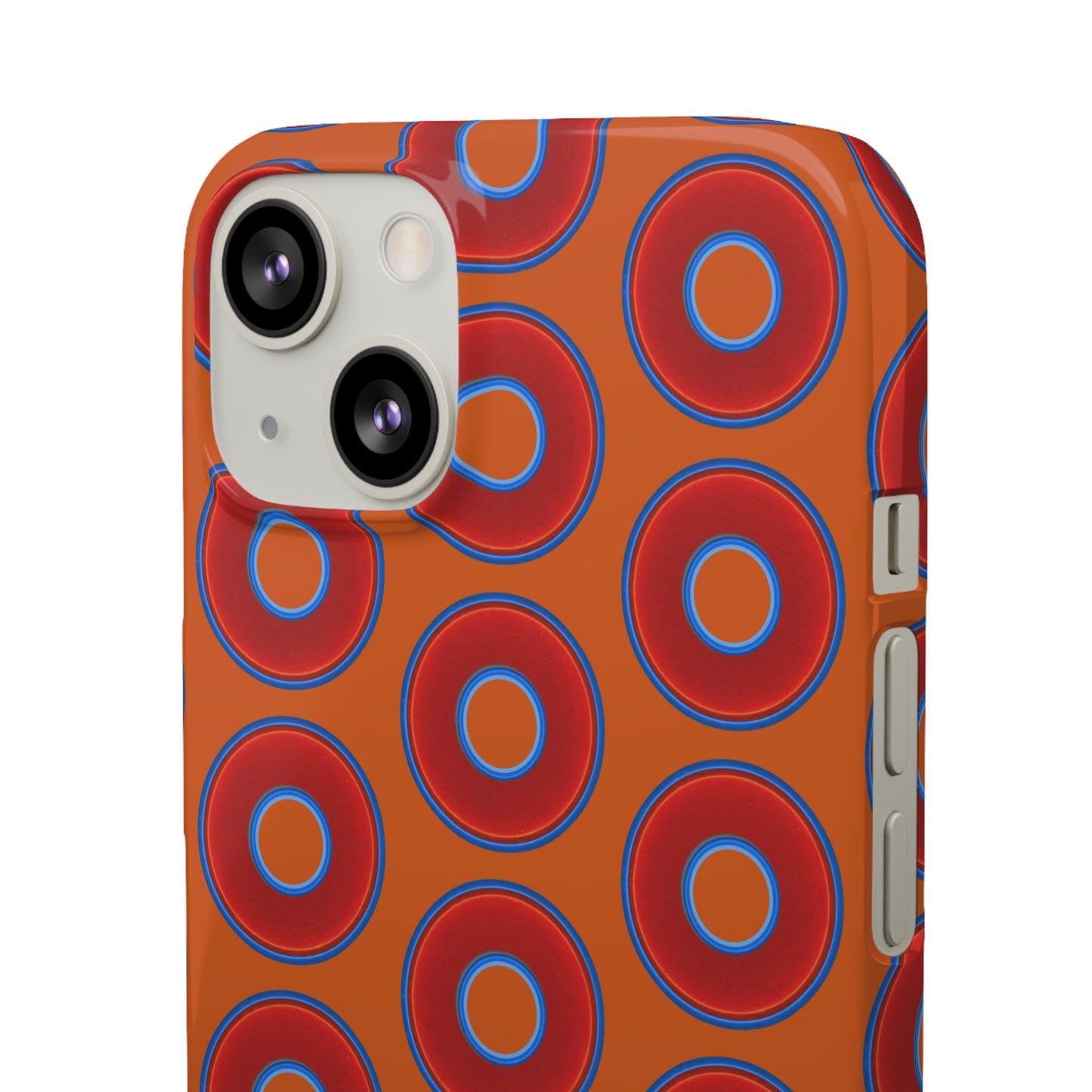 Lumpy Donut Snap Case - red vivid donut print w/dark orange background