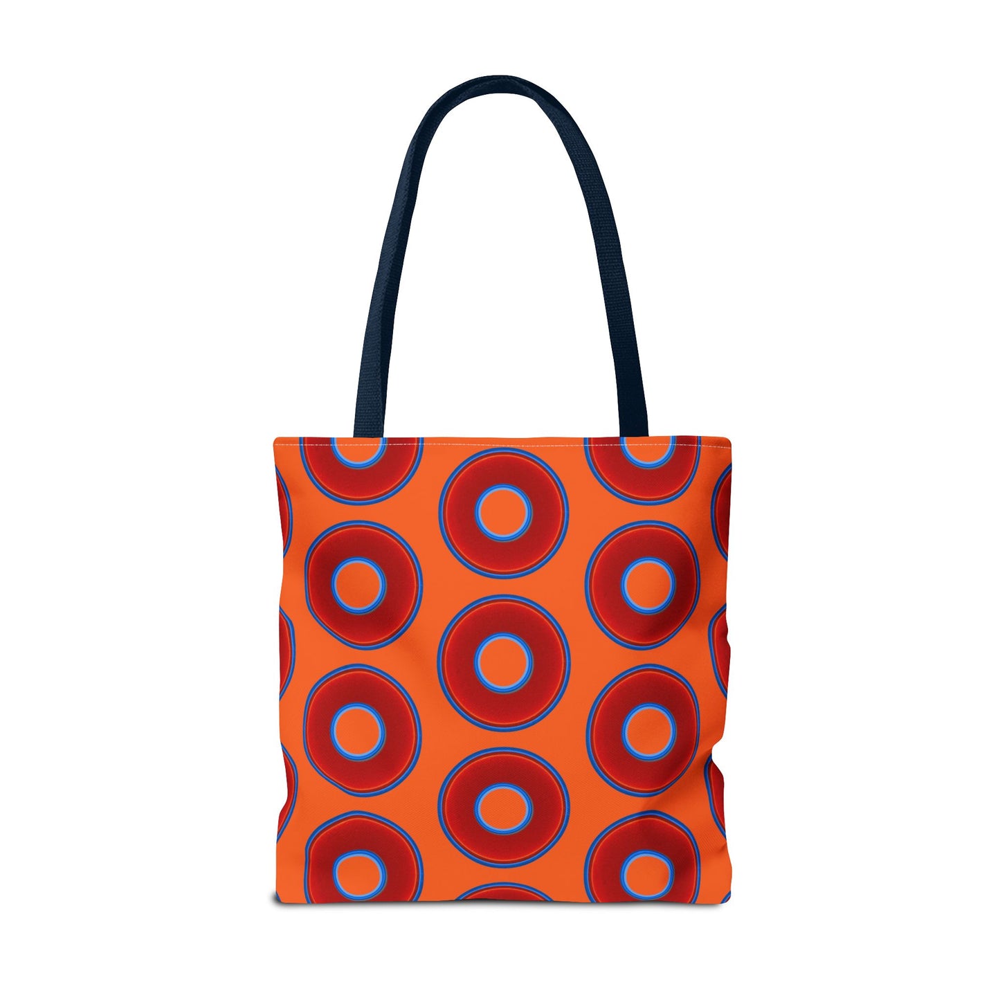 Lumpy Beach/Tote Bag - red vivid donuts w/dark orange background