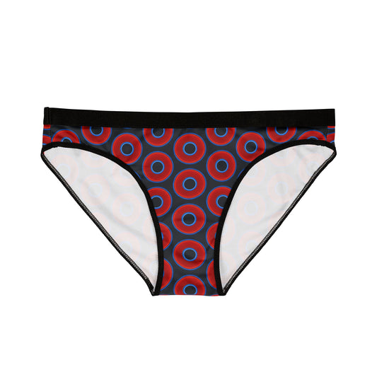 Lumpy Donut Underwear - vivid red donut print w/blue charcoal background