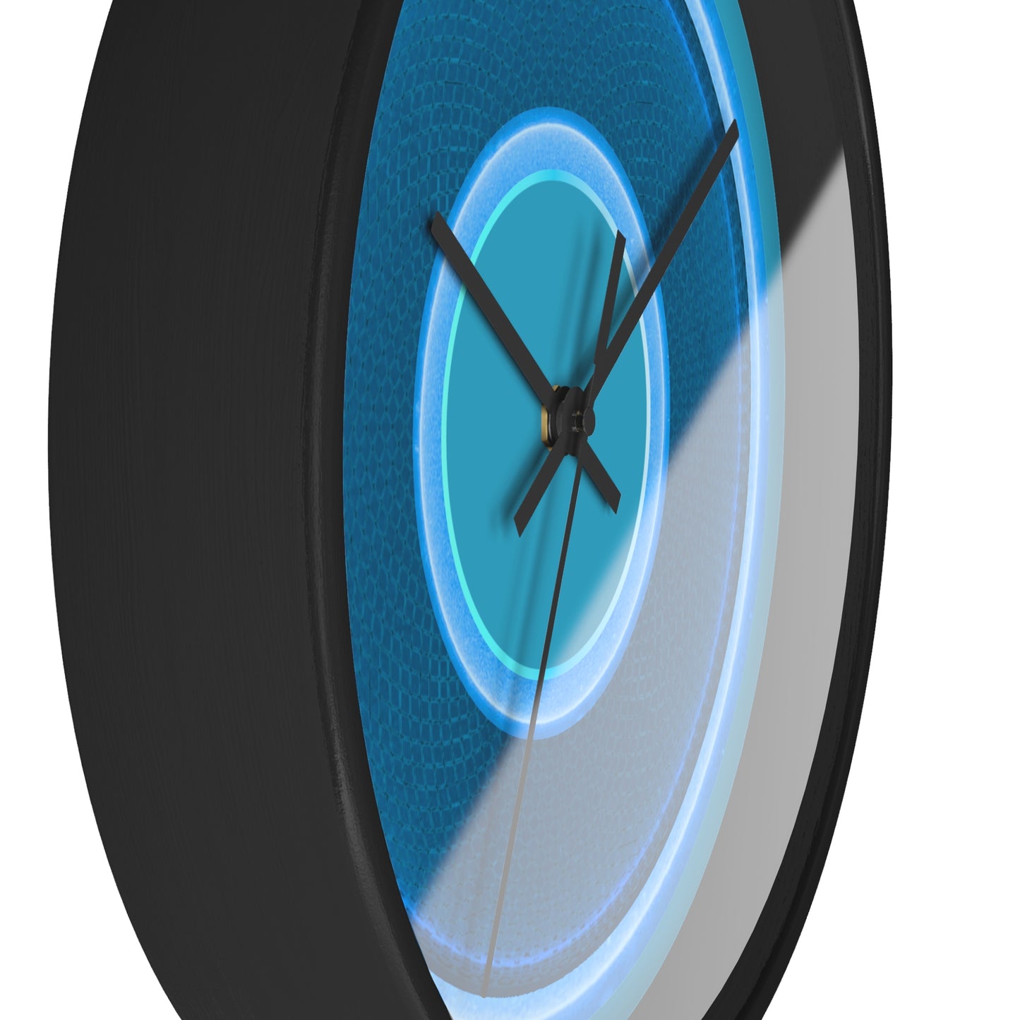 Lumpy Wall Clock - blue rustic donut w/light blue edging - variant 2 w/light aquamarine blue background