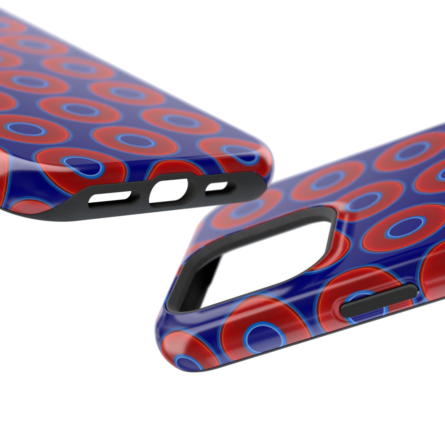 Magnetic Tough Donut Case - red vivid donut print w/vivid navy blue background