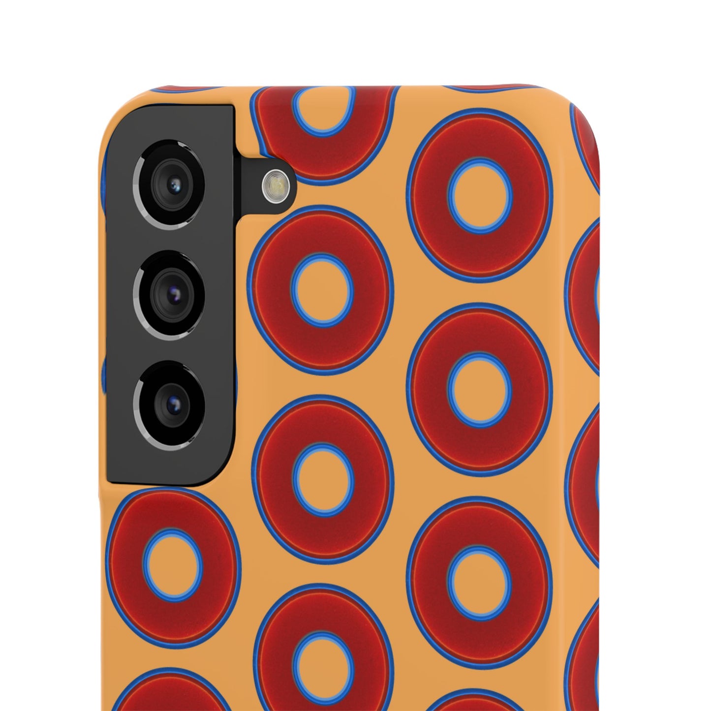 Lumpy Donut Snap Case - red vivid donut print w/creamcicle orange background