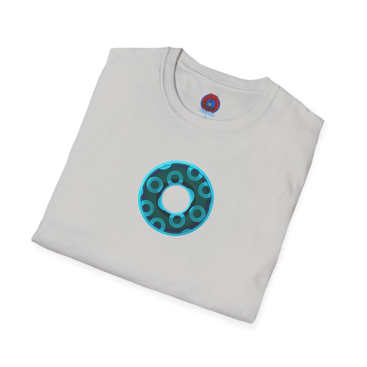 Plain Donuts/Unisex Soft-Style - "Plain Rustic Paradoxical Donuts" - light aquamarine/dark teal donuts