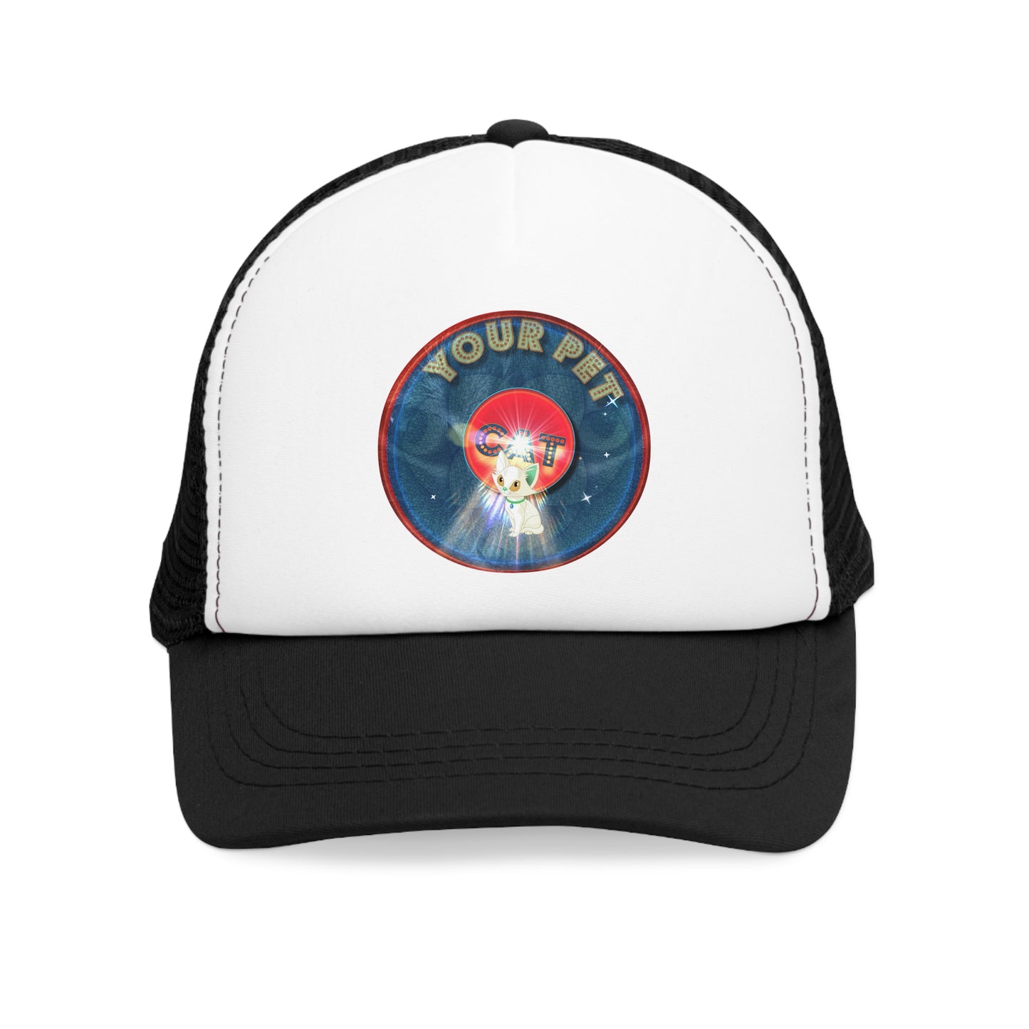 Lumpy Trucker Hat - "Ancient Egyptians were Right about Cats" - blue donut