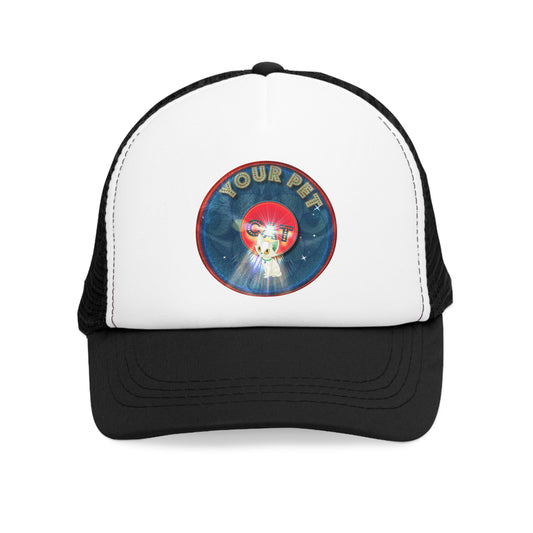 Lumpy Trucker Hat - "Ancient Egyptians were Right about Cats" - blue donut
