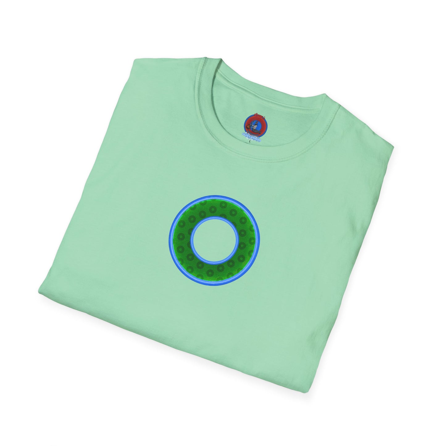 Plain Donuts/Unisex Soft-Style - "Plain Wide Mouthed Paradoxical Donuts" - green/light blue donuts