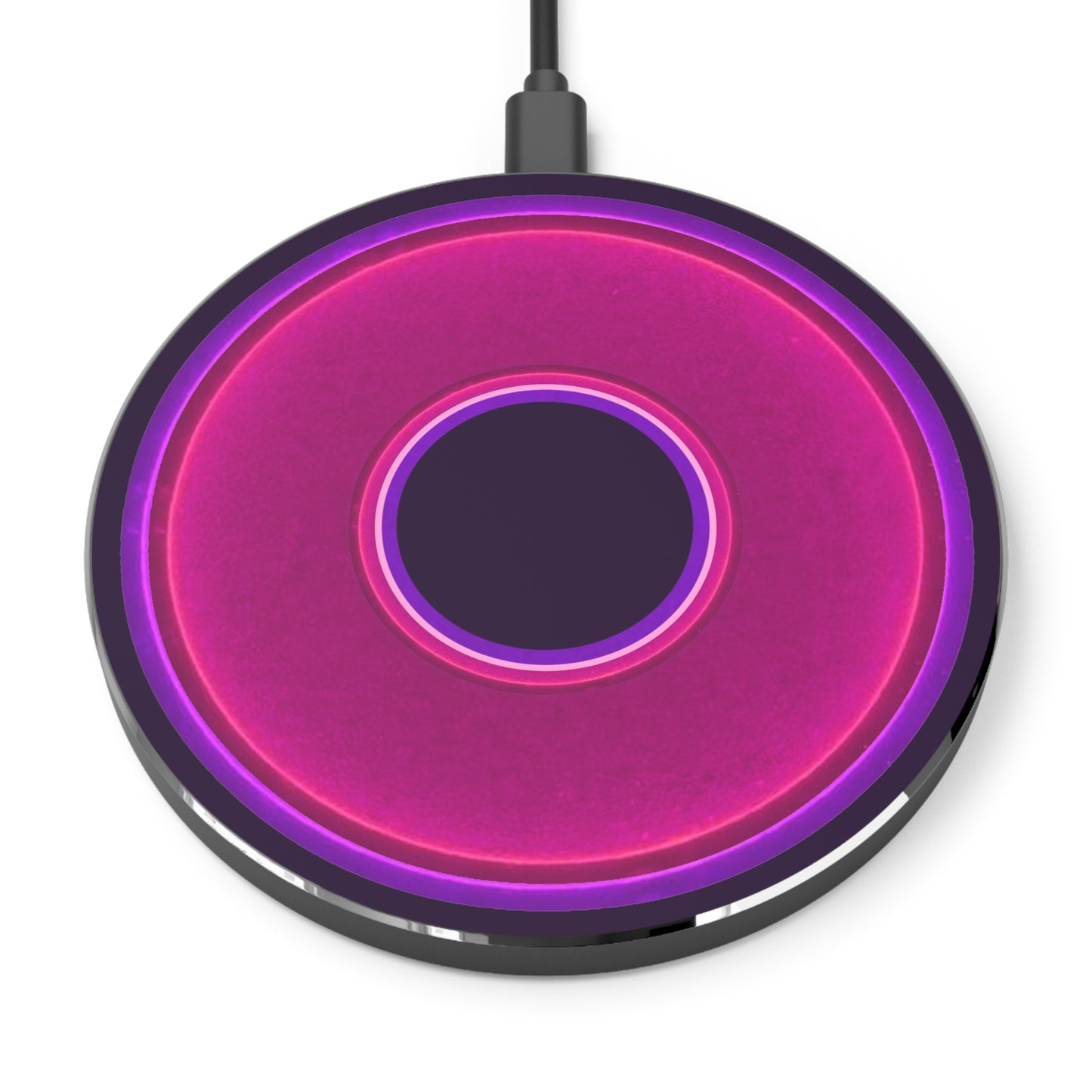 The Flow - Wireless Lumpy Donut Chargers - vivid magenta donut w/midnight purple background