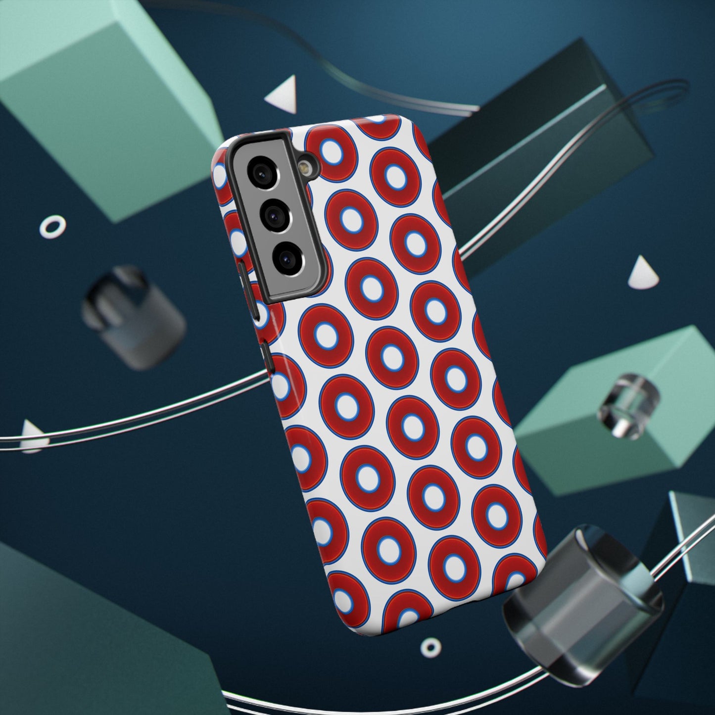 Impact-Resistant Lumpy Donut Case - red vivid donut print w/white background