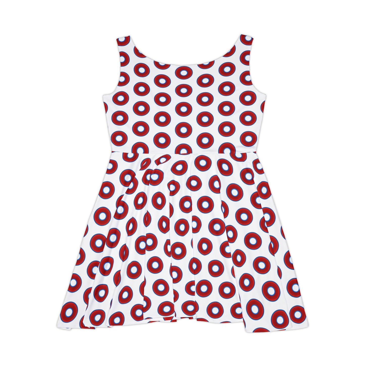 Women's Skater Donut Dress - vivid red donut print w/white background