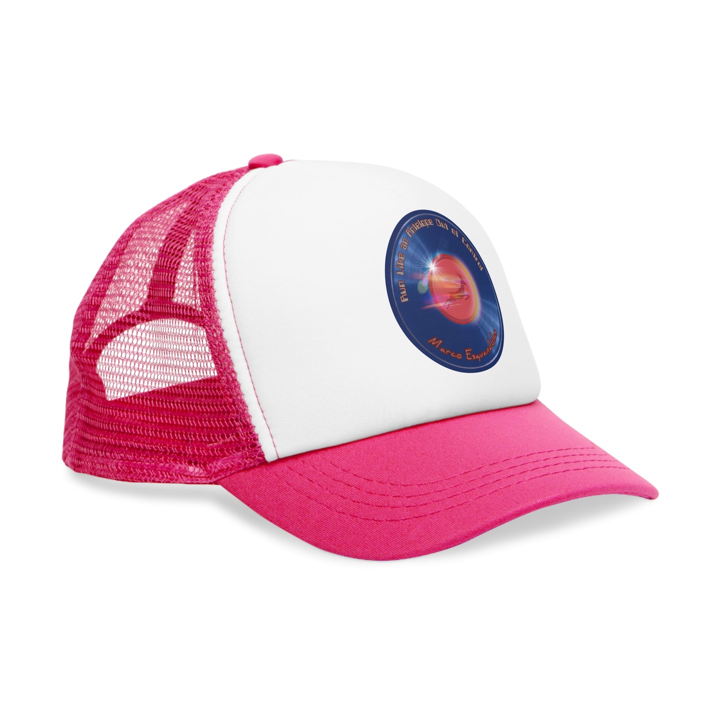 Lumpy Trucker Hat - "Eat Donuts Like an Antelope Out of Control" - blue donut
