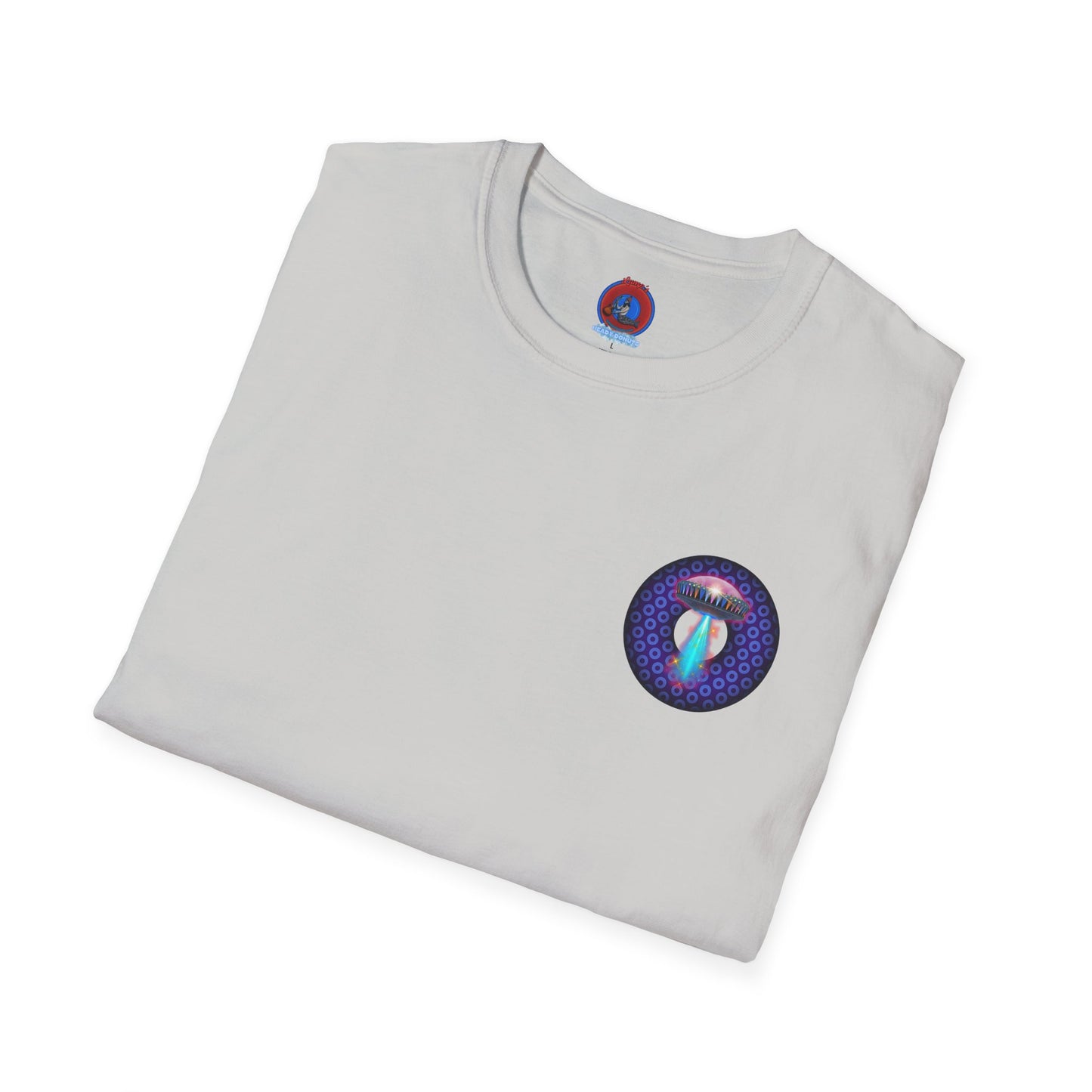 Classic Donut Tee - Unisex Soft-Style - "Donuts now Served on the Mothership" - series 1.0  - variant 5  - purple/violet paradoxical donut