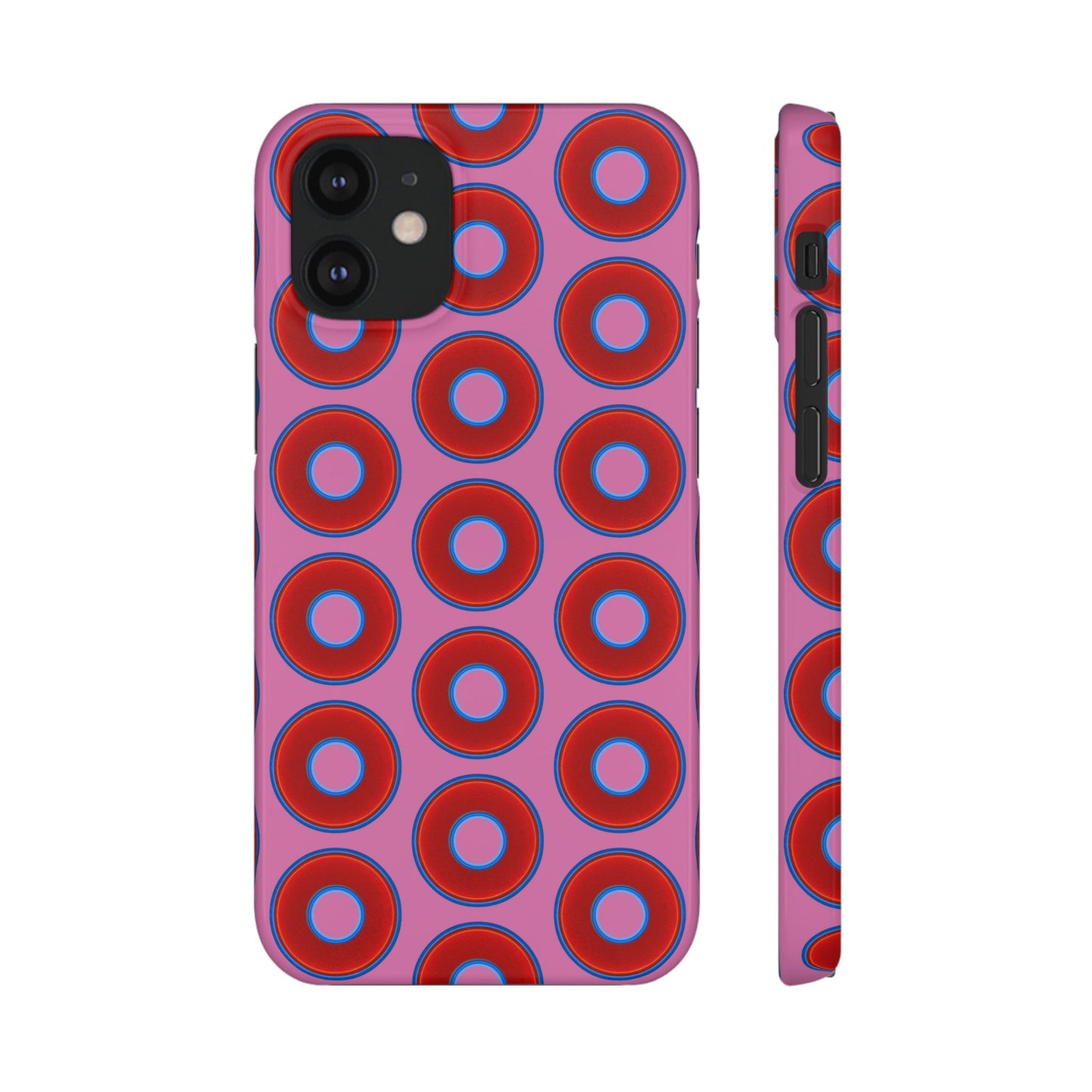 Lumpy Donut Snap Case - red vivid donut print w/light pink background