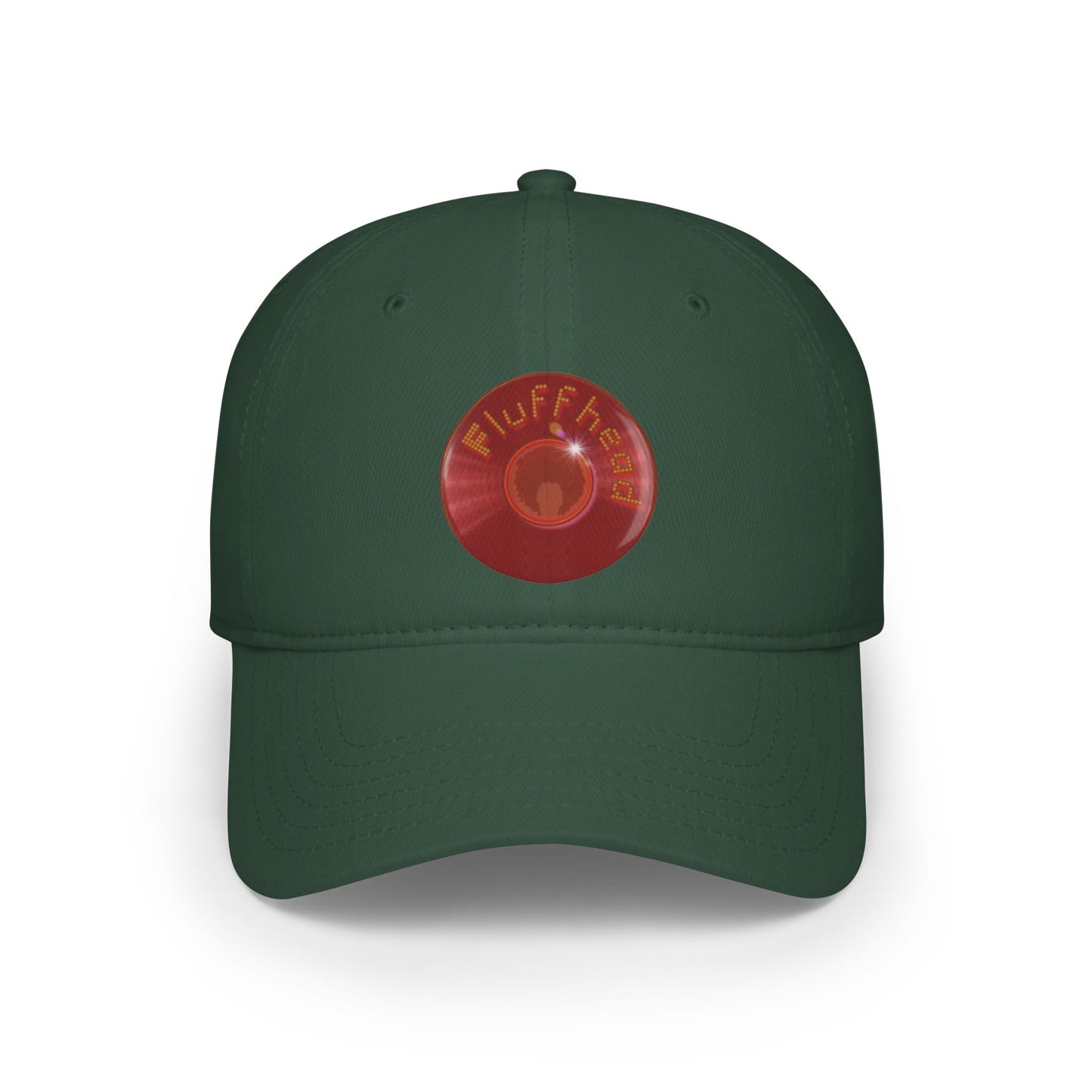 Lumpy Donut Baseball Cap - "The Fluffernutter Donut" - vivid red record donut w/