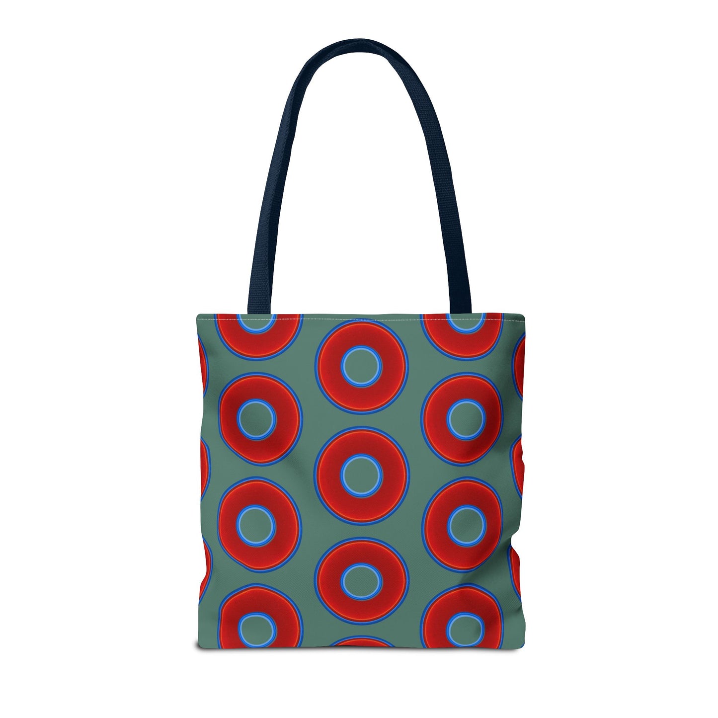 Lumpy Beach/Tote Bag - red vivid donuts w/Fenway green background