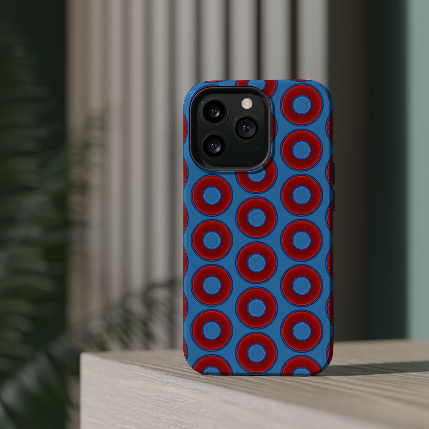 Copy of Magnetic Tough Donut Case - red vivid donut print w/light steel blue background