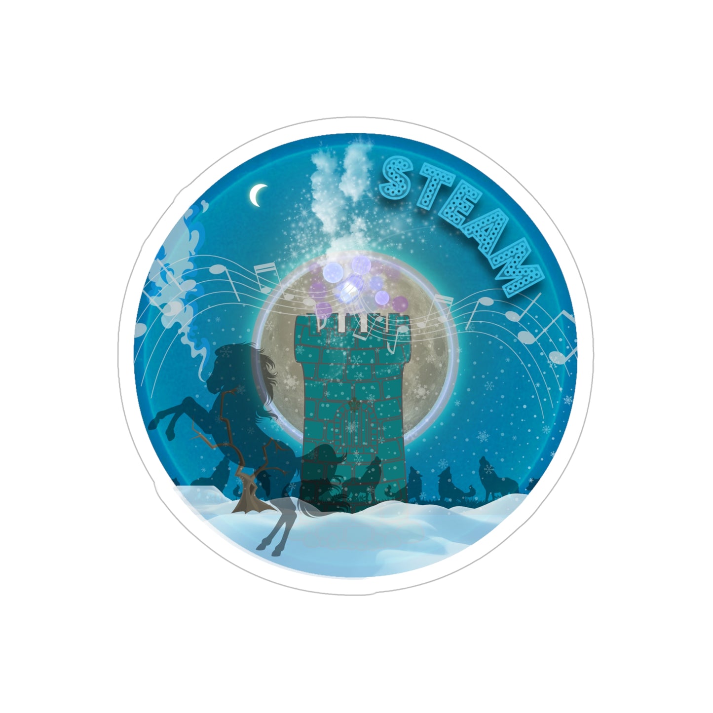 Donut Bumper/Outdoor Sticker - "Freshly Steamed Donut" - series 1.0 - blue donut - [Die-Cut] 6"x 6"