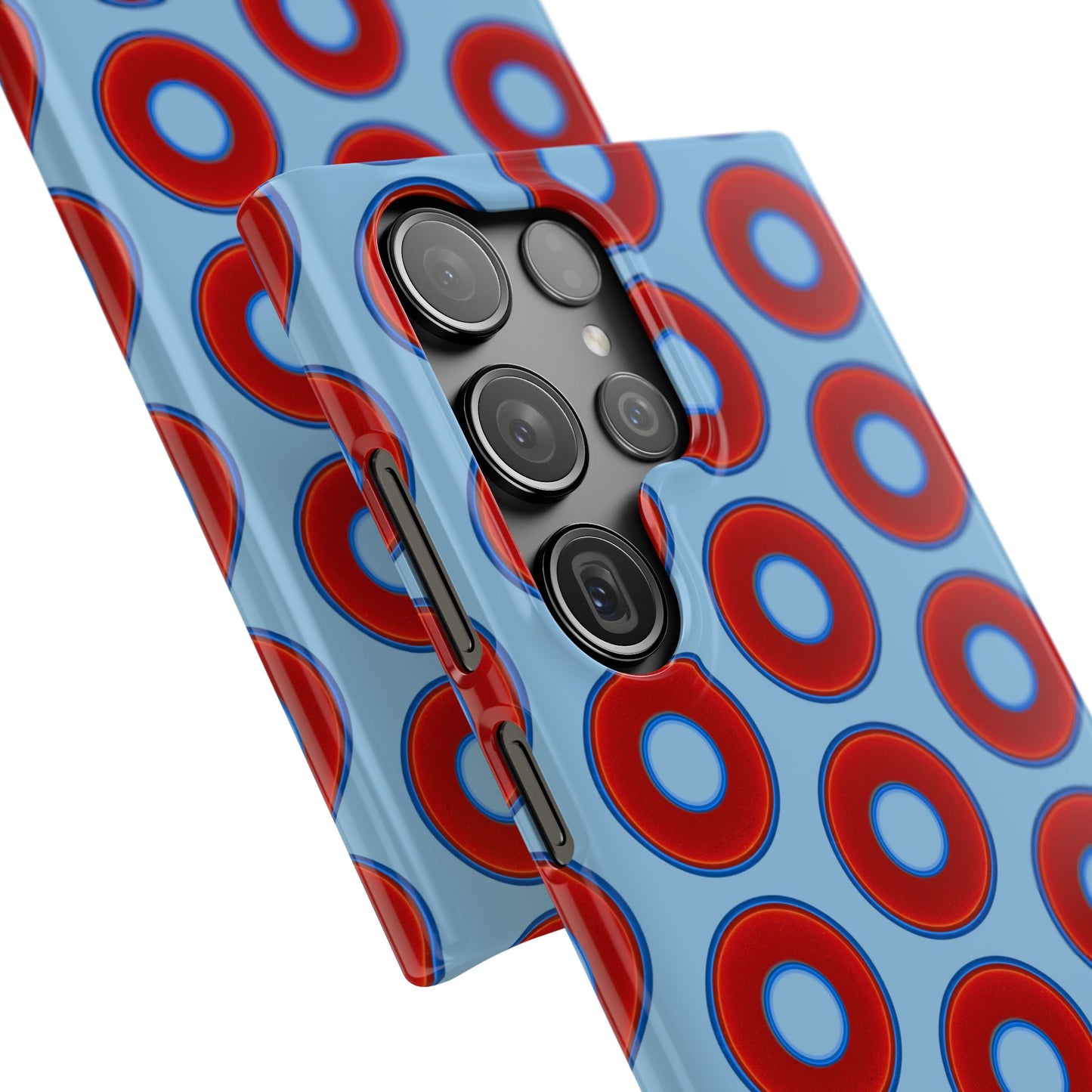 Lumpy Donut Snap Case - red vivid donut print w/sky blue background