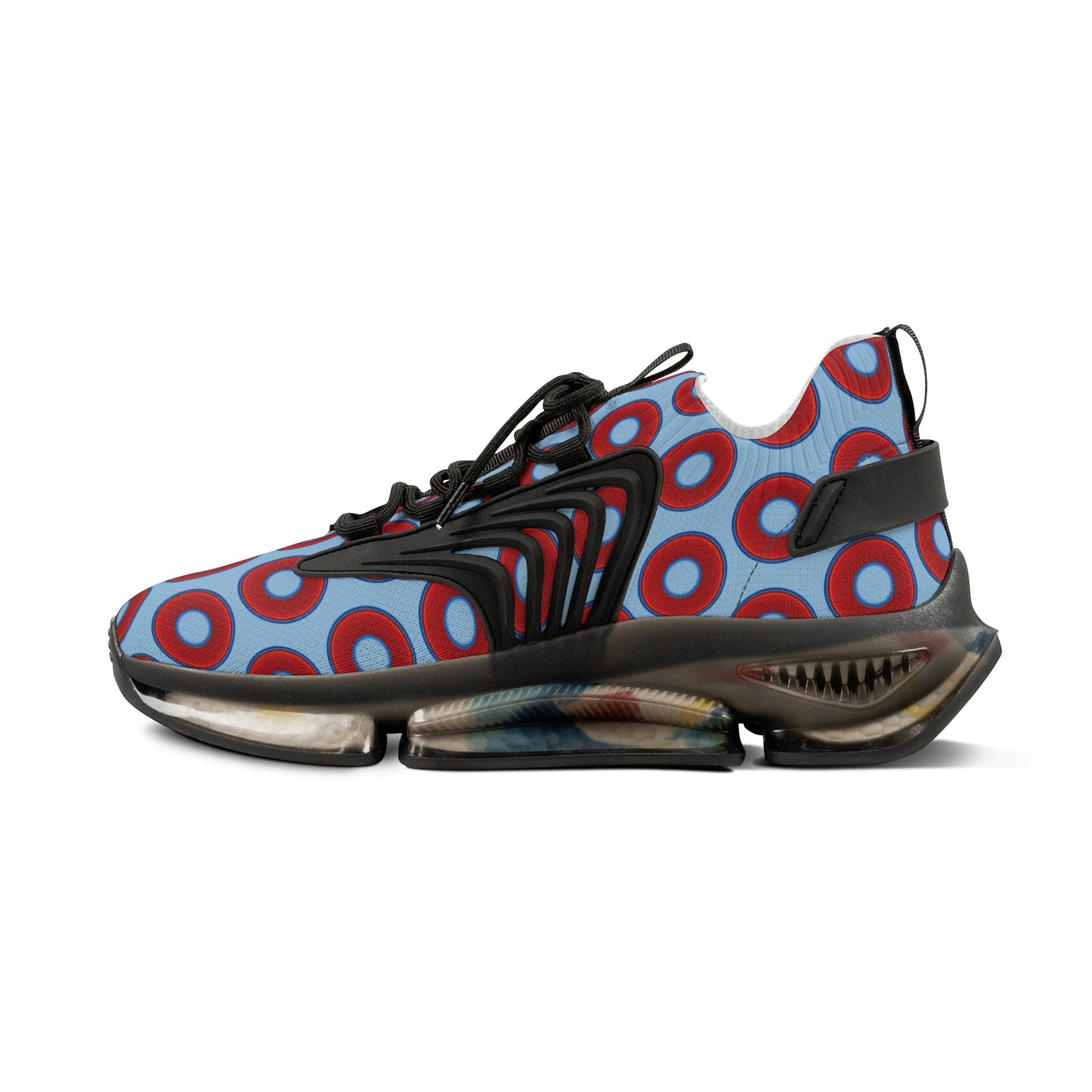 Donut Kicks - red vivid donut print w/sky blue background
