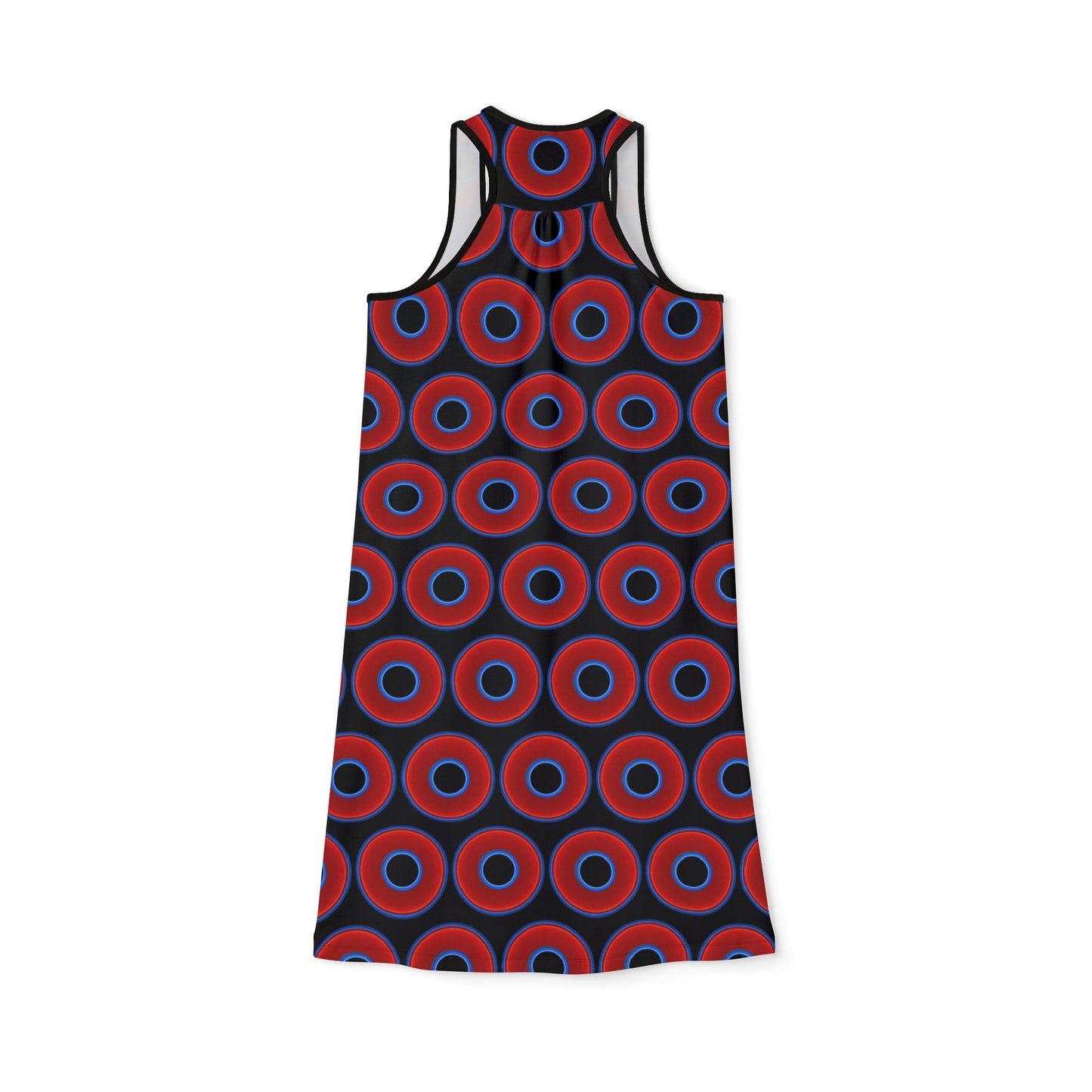 Tela's Lumpy Racerback Donut Dress - red vivid donut print w/black background