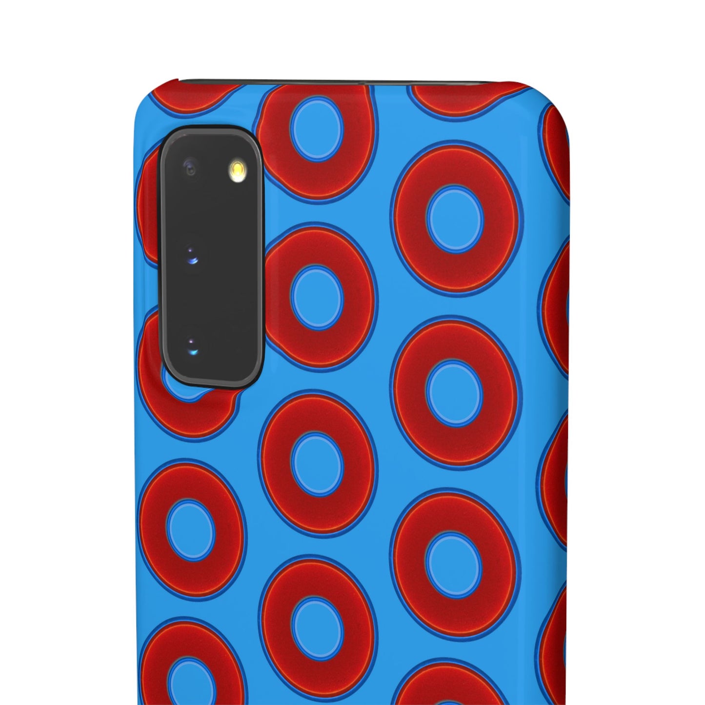 Lumpy Donut Snap Case - red vivid donut print w/sky royal blue background