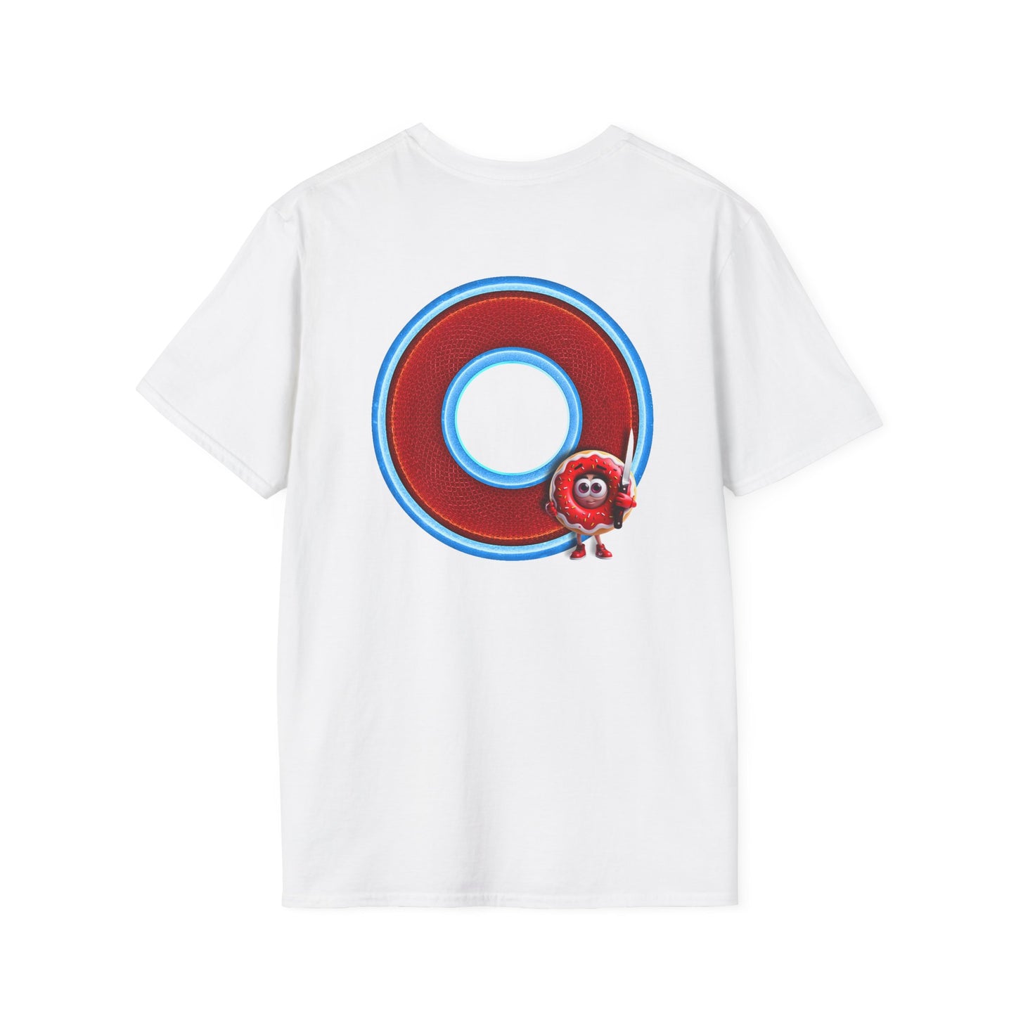 Classic Donut Tee - Unisex Soft-Style - "My Friend the Donut " - series 1.0  - variant 1 - red/blue donut
