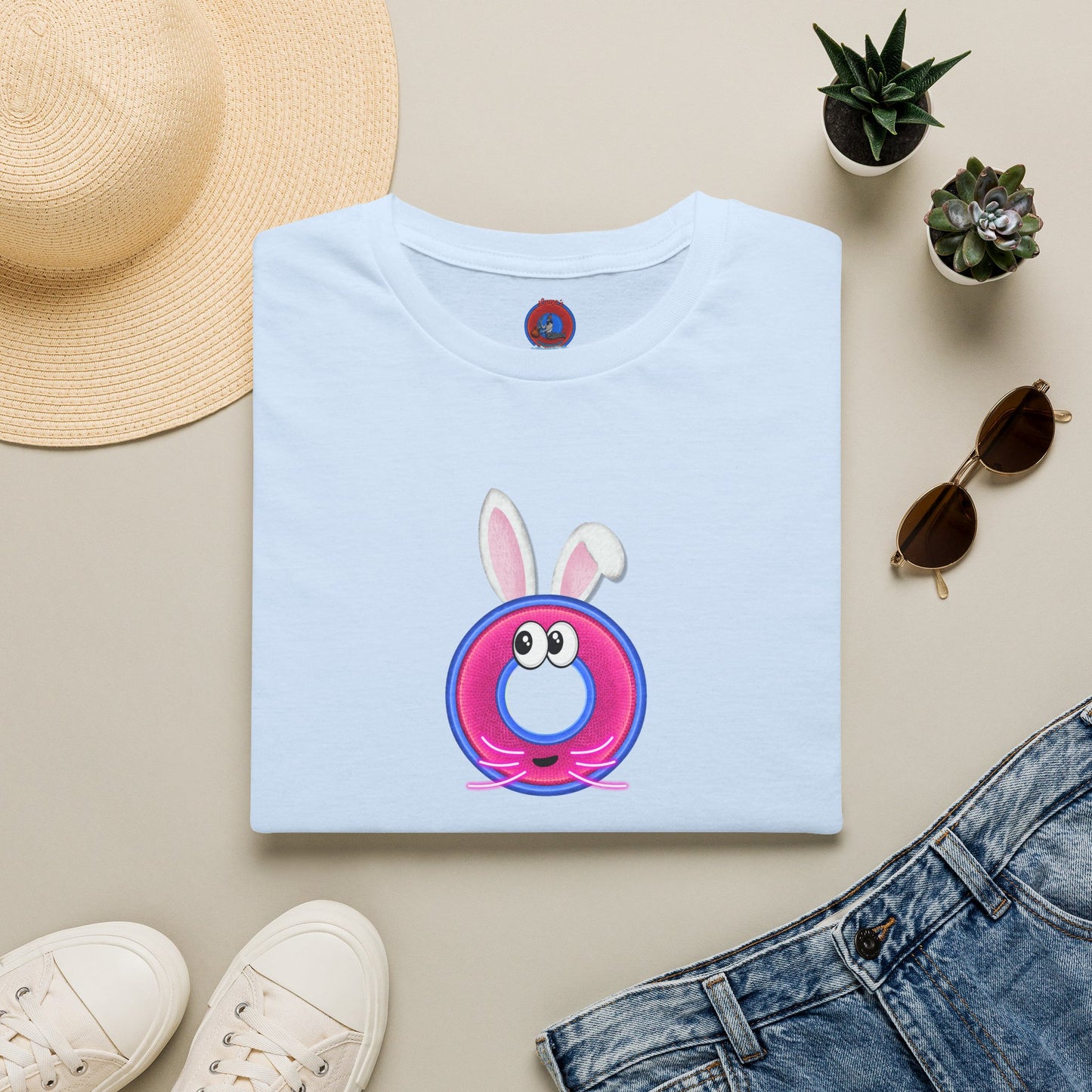 Classic Donut Tee - Unisex Soft-Style - "Easter Donuts" - magenta/pink rustic donut - holiday edition