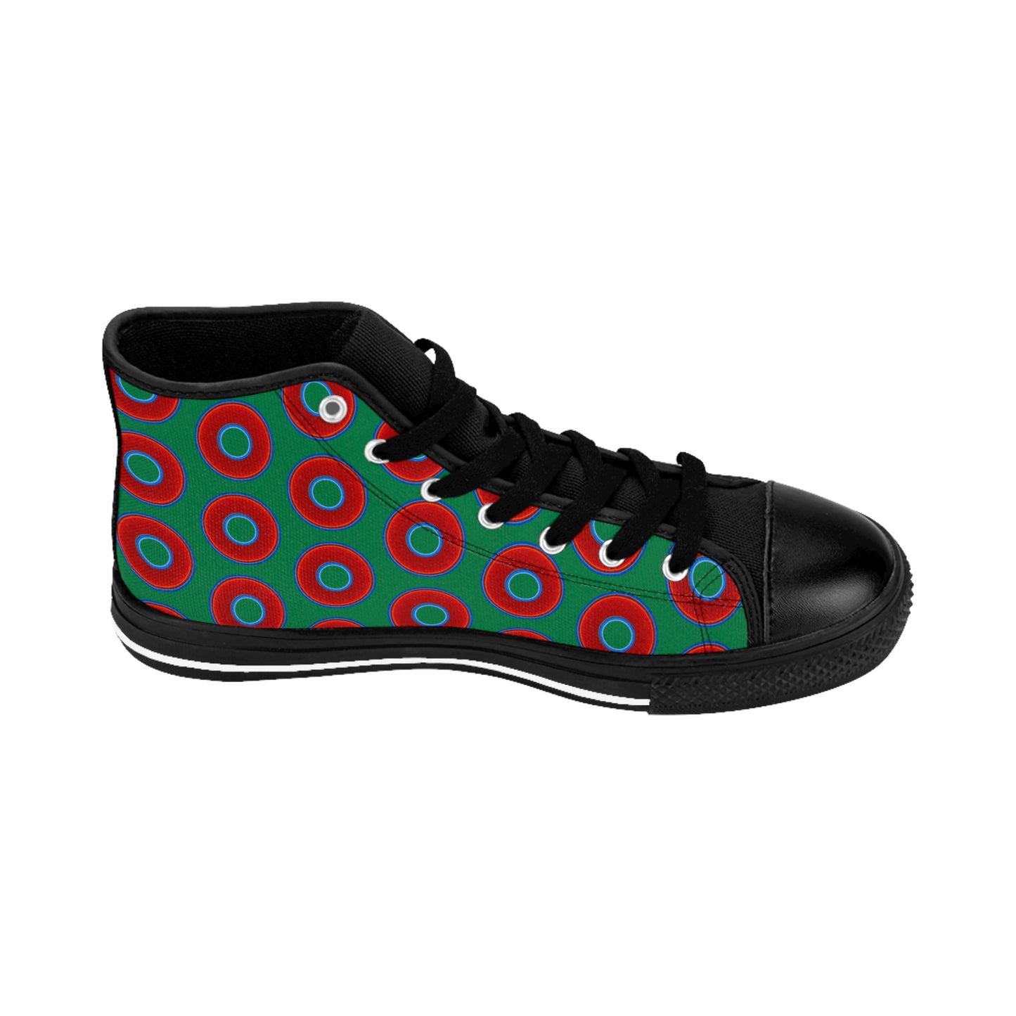 Cushiony Convectors - High Tops - red vivid donuts w/green background