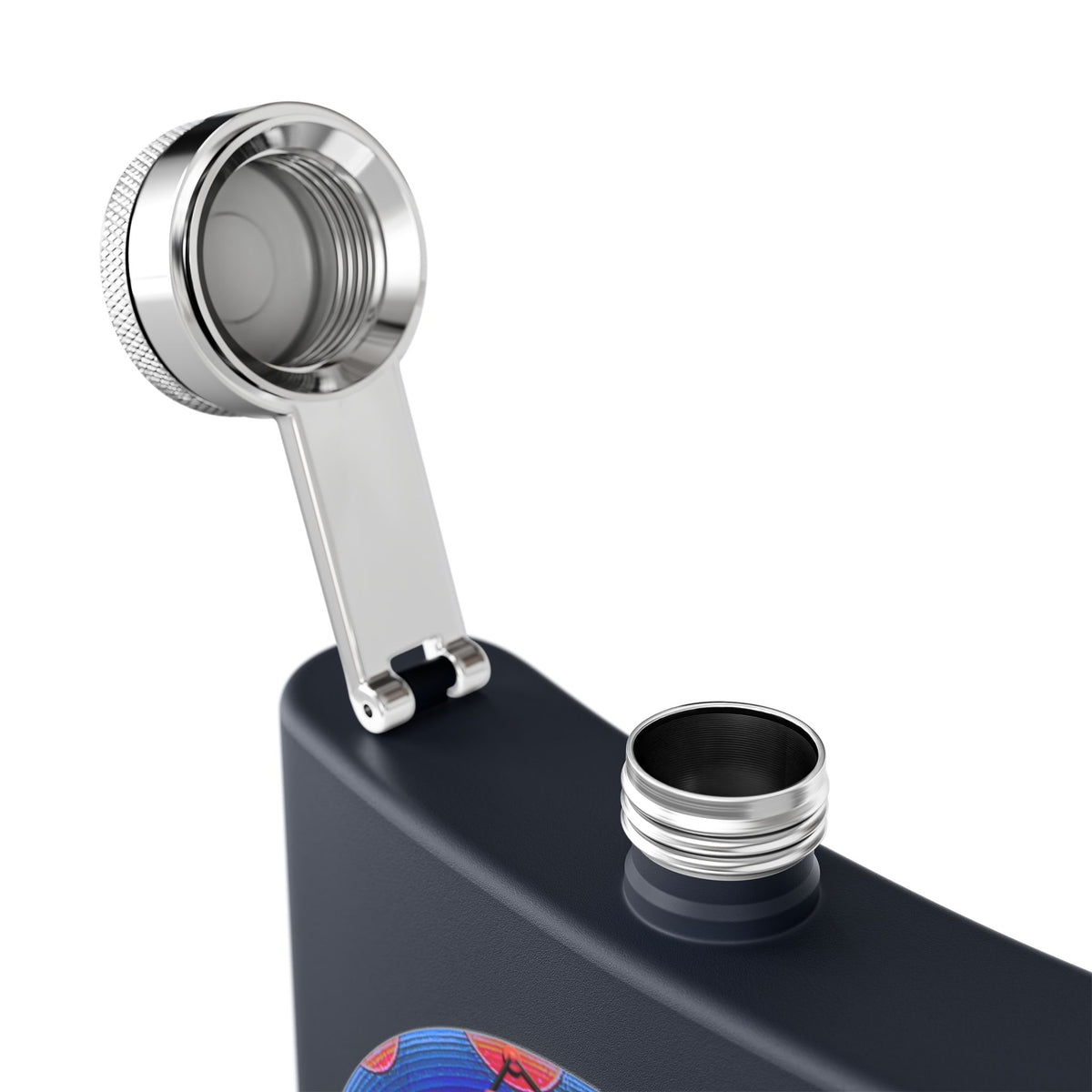 Lump's Donut Flask 6 oz -  "Donuts R Phree" - red/blue rustic donut - [*w/your choice of 6 backgrounds]