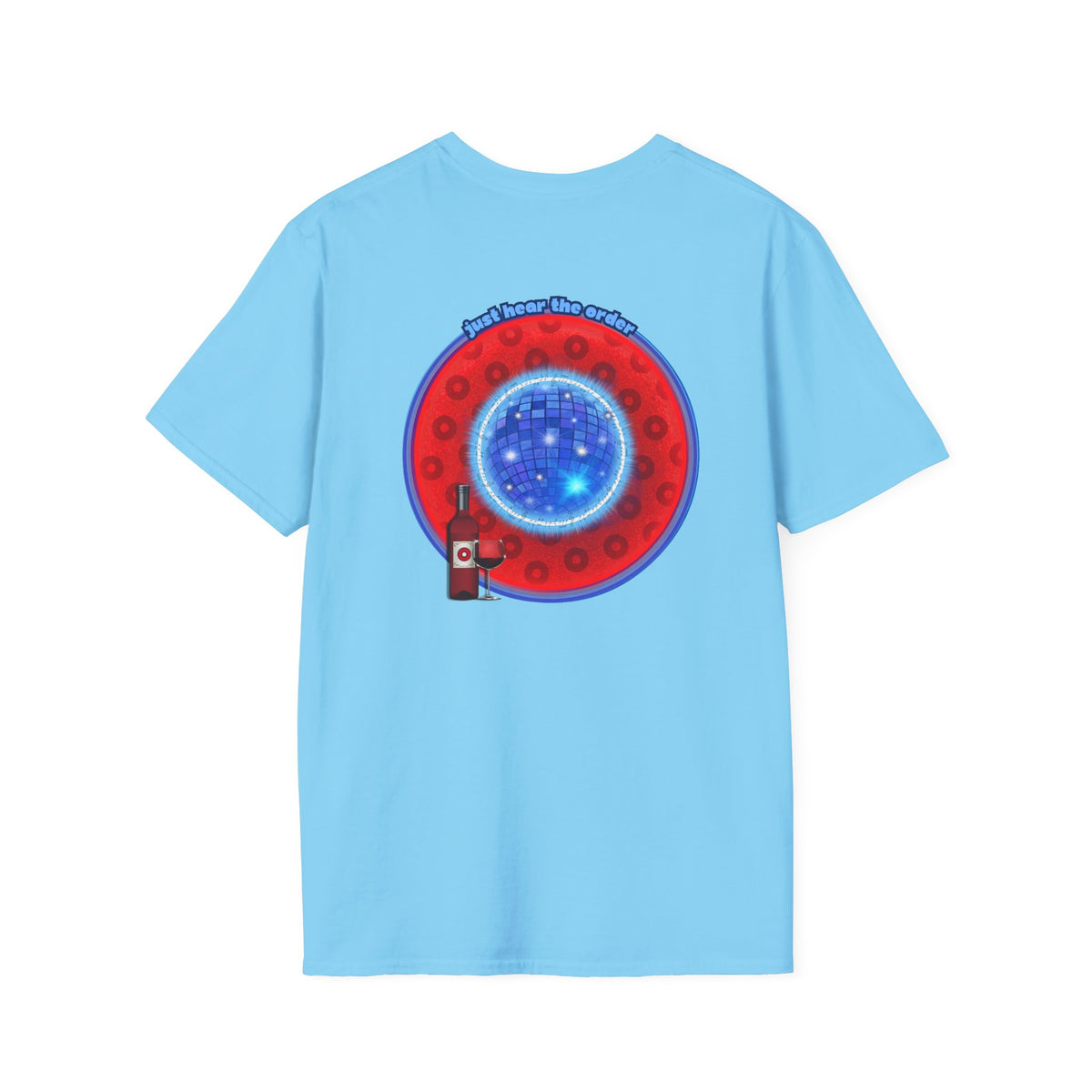 Classic Donut Tee - Unisex Soft-Style - "The Skipper's Donut" - red/blue paradoxical widemouthed donut - variant 1