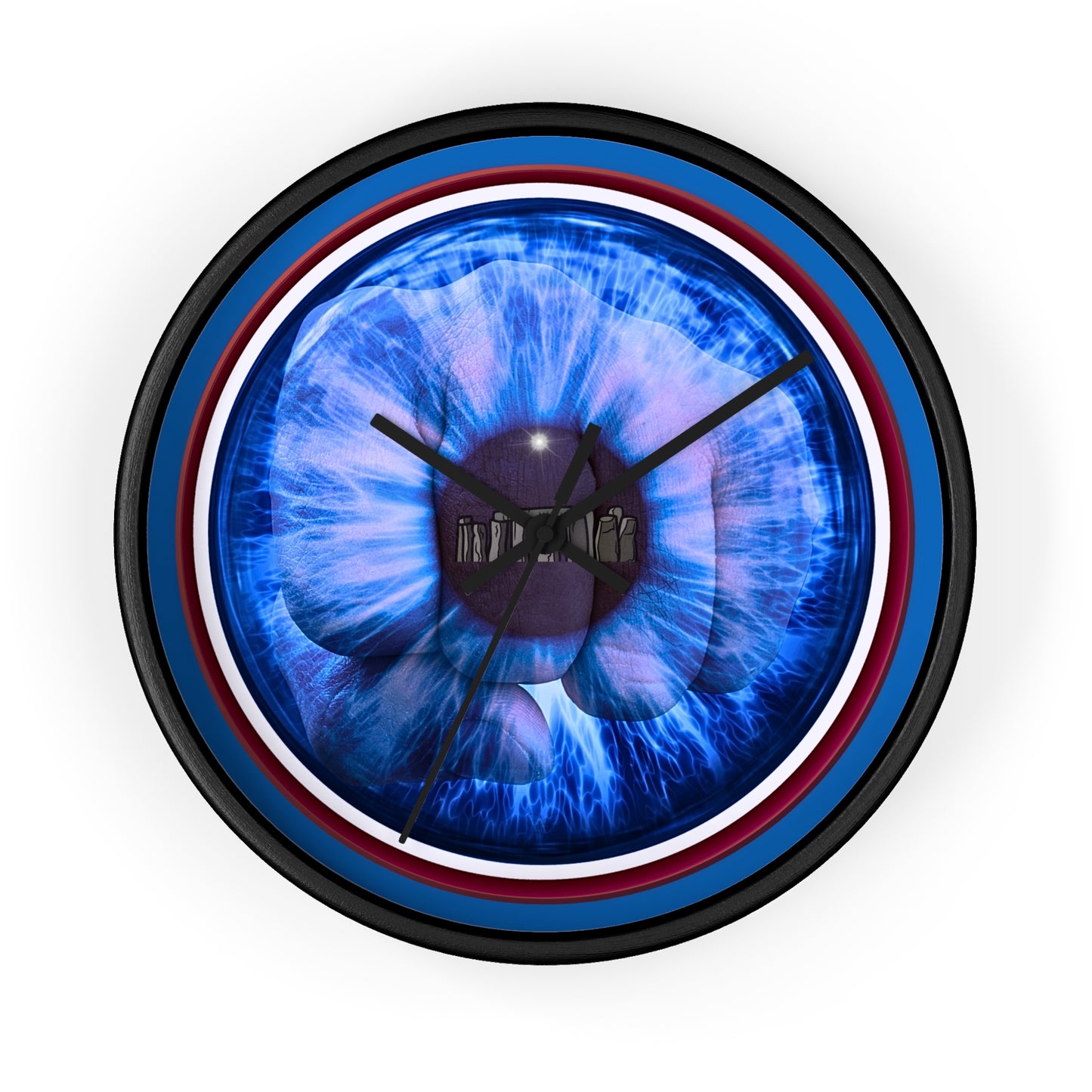 Lumpy Wall Clock - "Wilson's Eye Soar of a Donut Clock" variant 3 - blue idonut w/dark royal blue background
