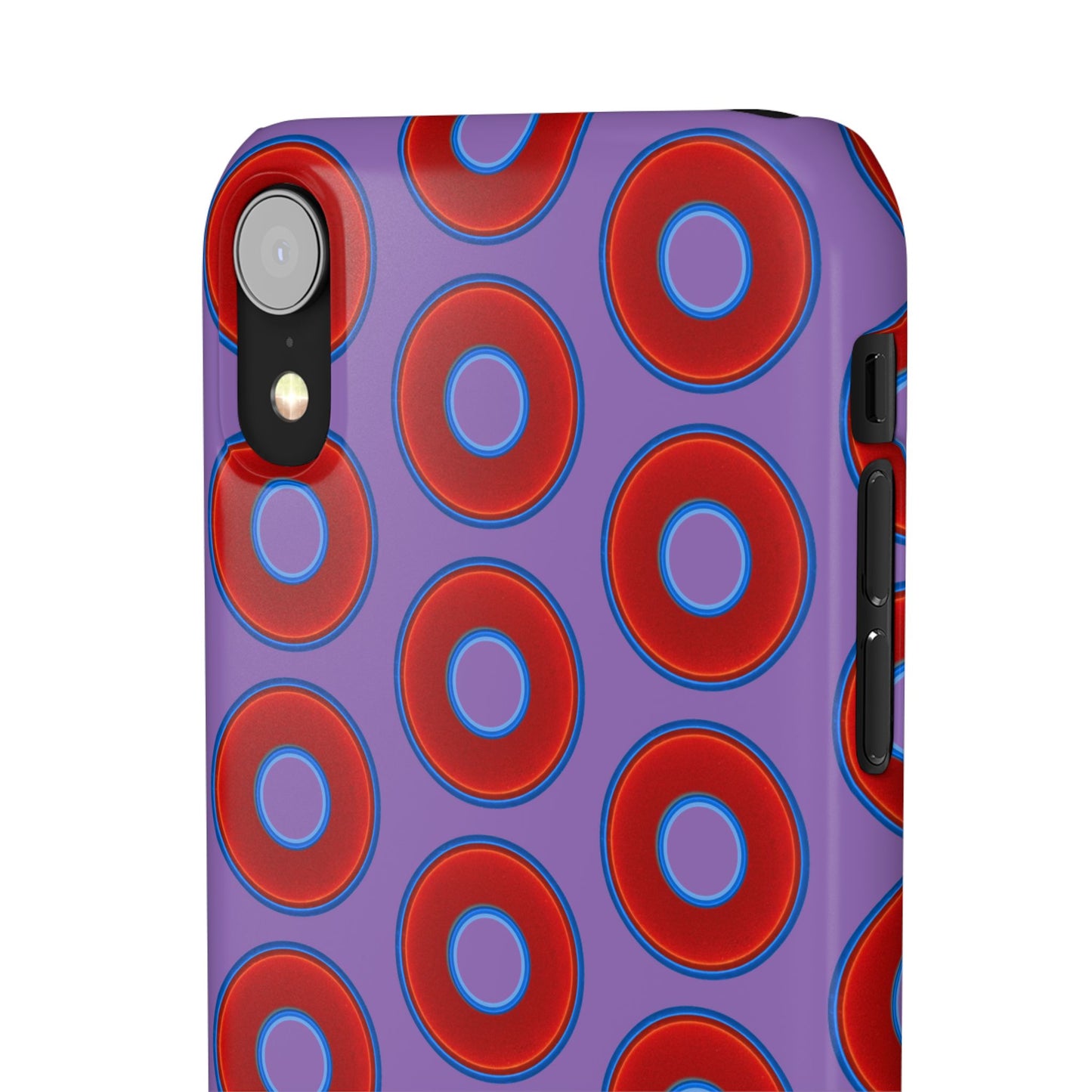 Lumpy Donut Snap Case - red vivid donut print w/light purple background
