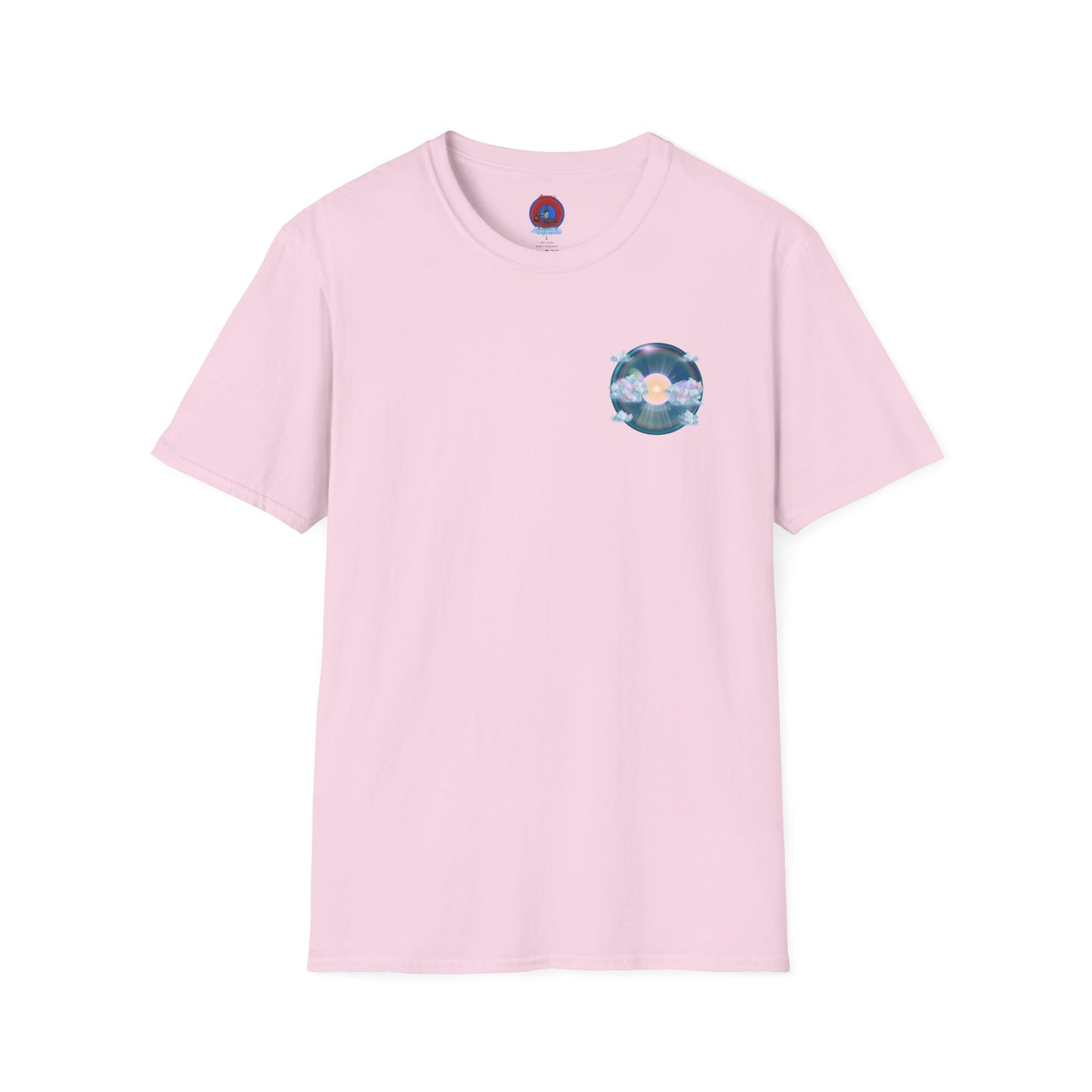 Classic Donut Tee - Unisex Soft-Style - "The Divided Donut" - variant 2 - blue donut  w/hole & sun [*50% to The Divided Sky Foundation]