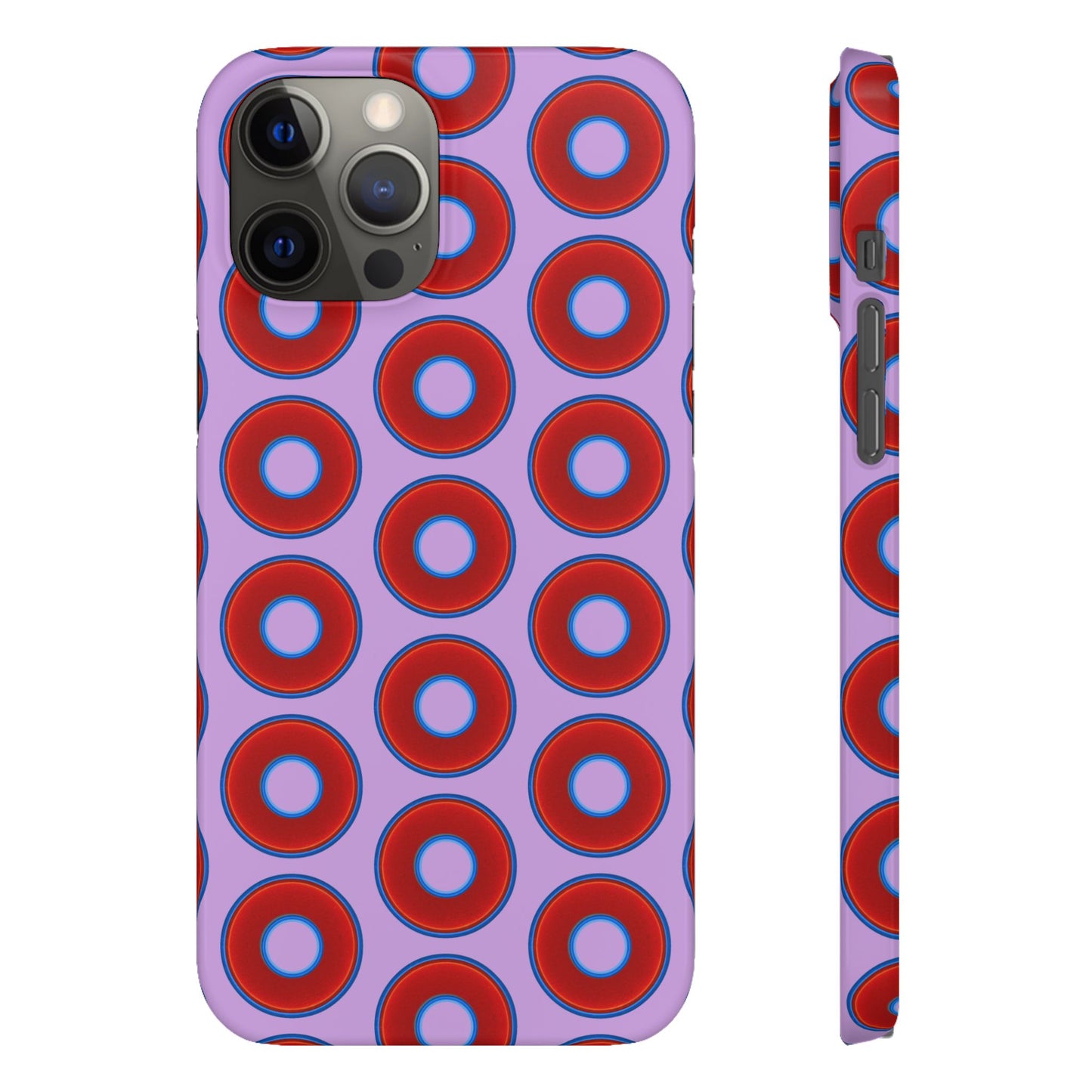 Lumpy Donut Snap Case - red vivid donut print w/wisteria purple background