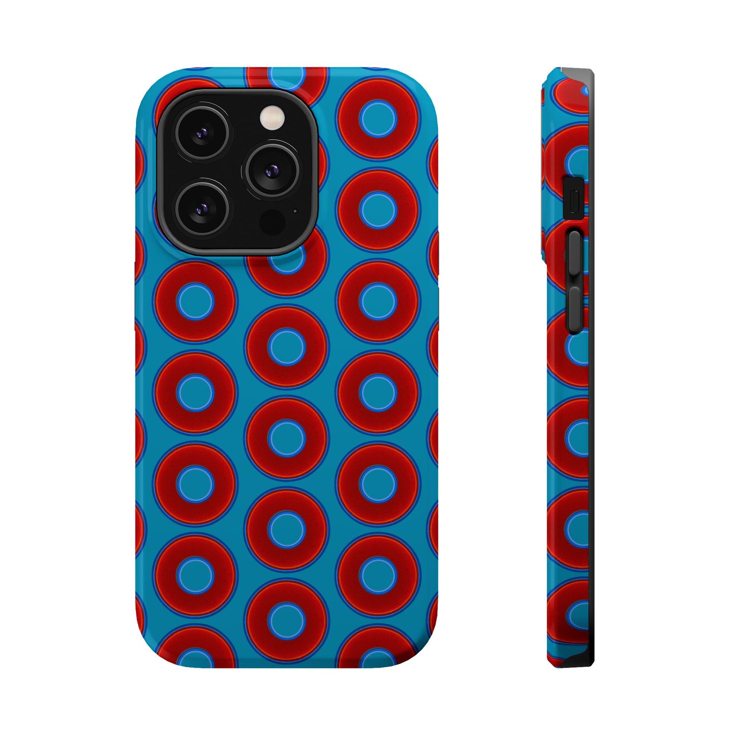 Magnetic Tough Donut Case - red vivid donut print w/aquamarine blue background