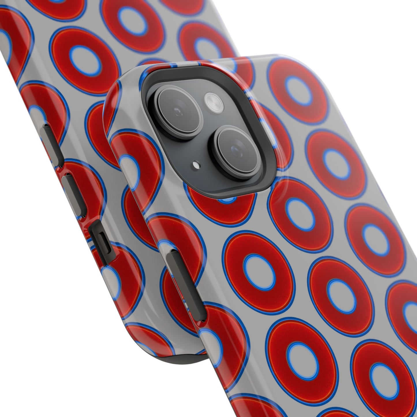 Magnetic Tough Donut Case - red vivid donut print w/light gray background