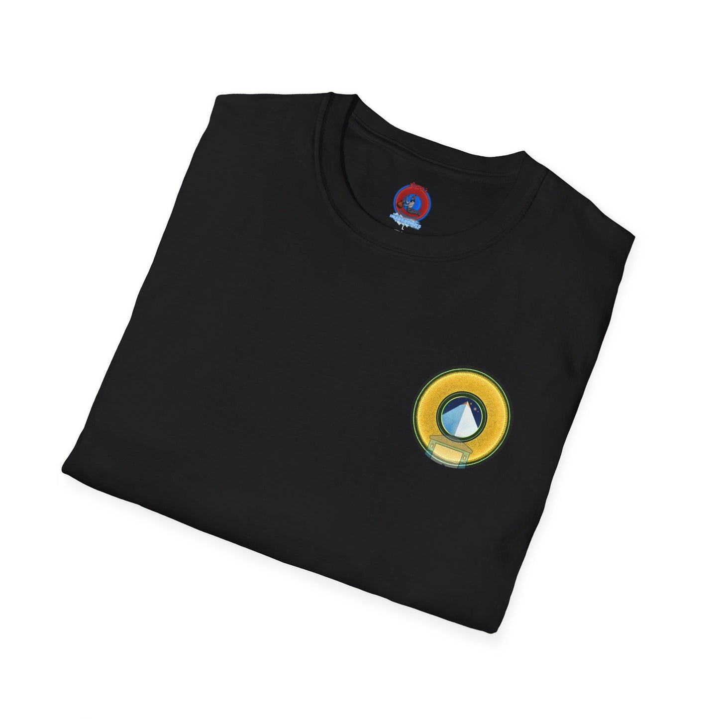 Classic Donut Tee - Unisex Soft-Style - "Limestone Donuts so Large" - variant 4 - golden donut w/garage