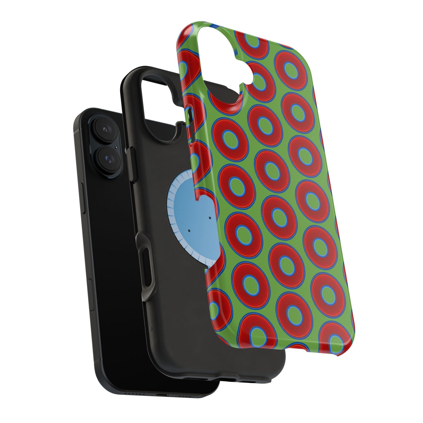Magnetic Tough Donut Case - red vivid donut print w/light green background