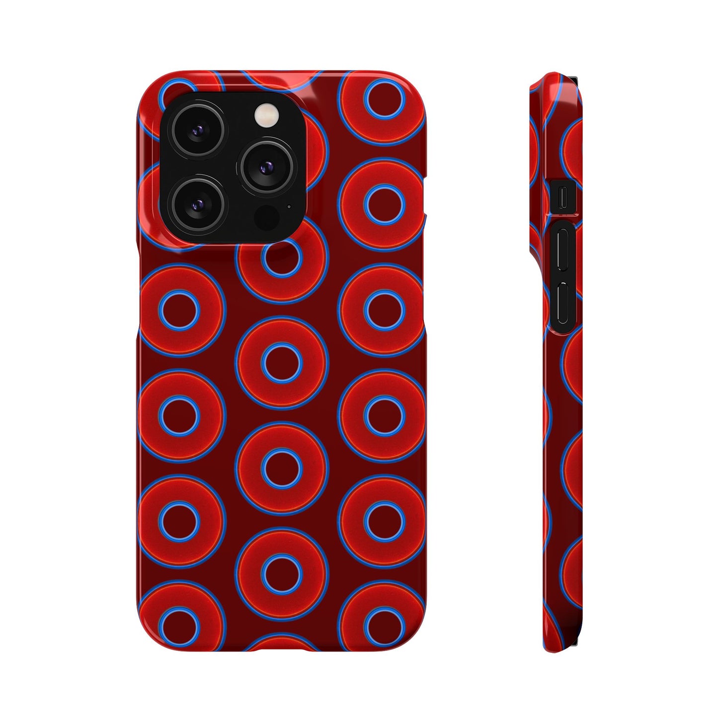 Lumpy Donut Snap Case - red vivid donut print w/dark red background