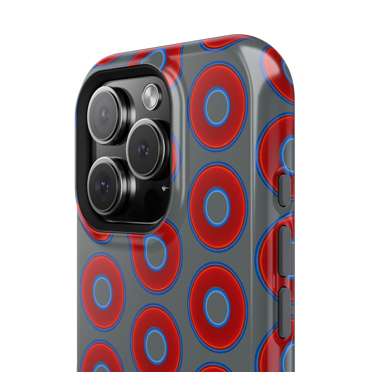 Impact-Resistant Lumpy Donut Case - red vivid donut print w/dark gray background