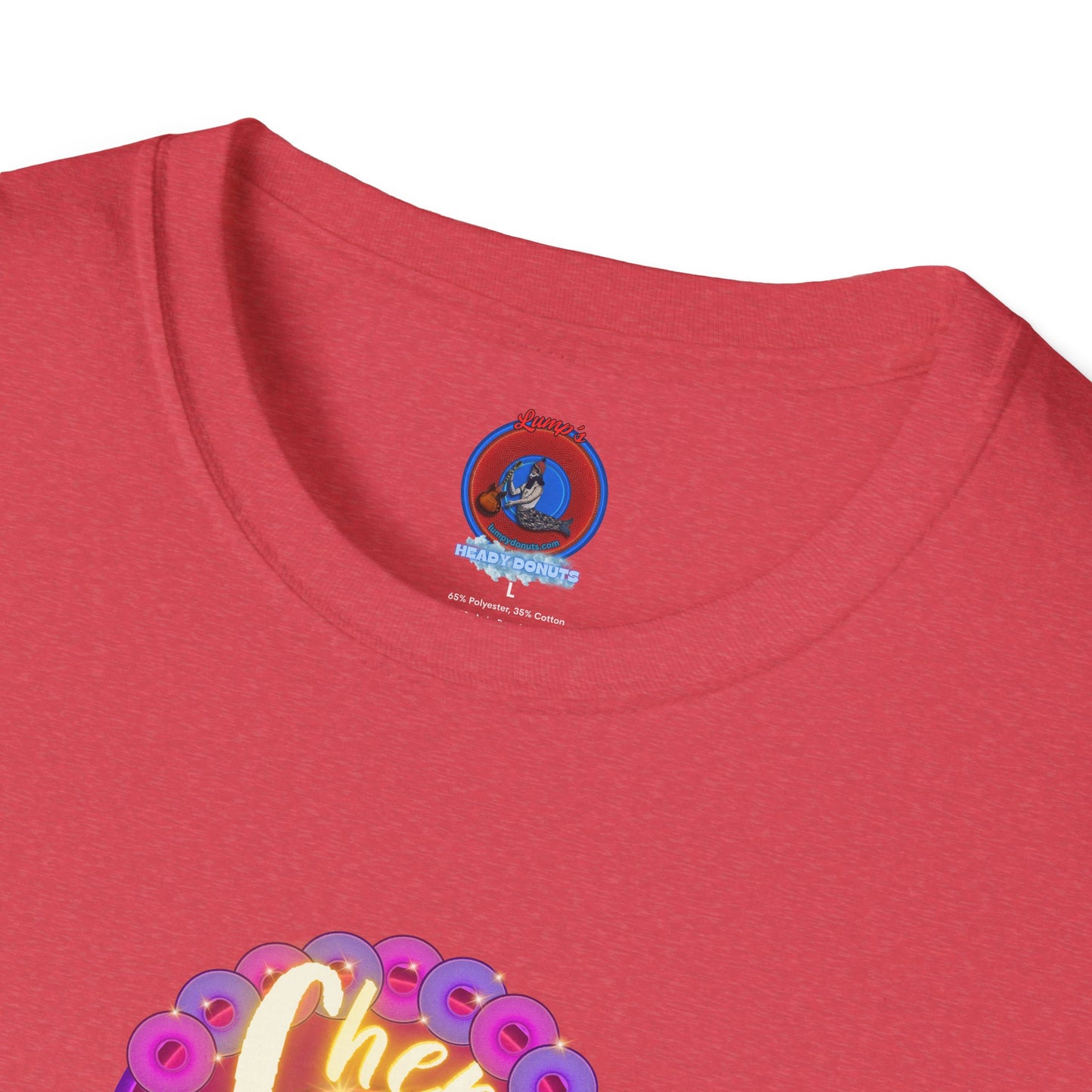 Classic Donut Tee - Unisex Soft-Style - "Chering is Caring Donut' - vivid magenta/purple donut