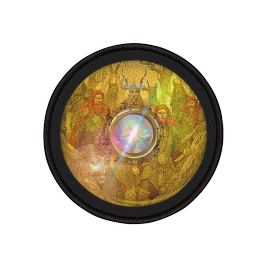 Iron-On Donut Patch - "Vlad's Impaling Donut Patch" - golden symmetrical pic donut