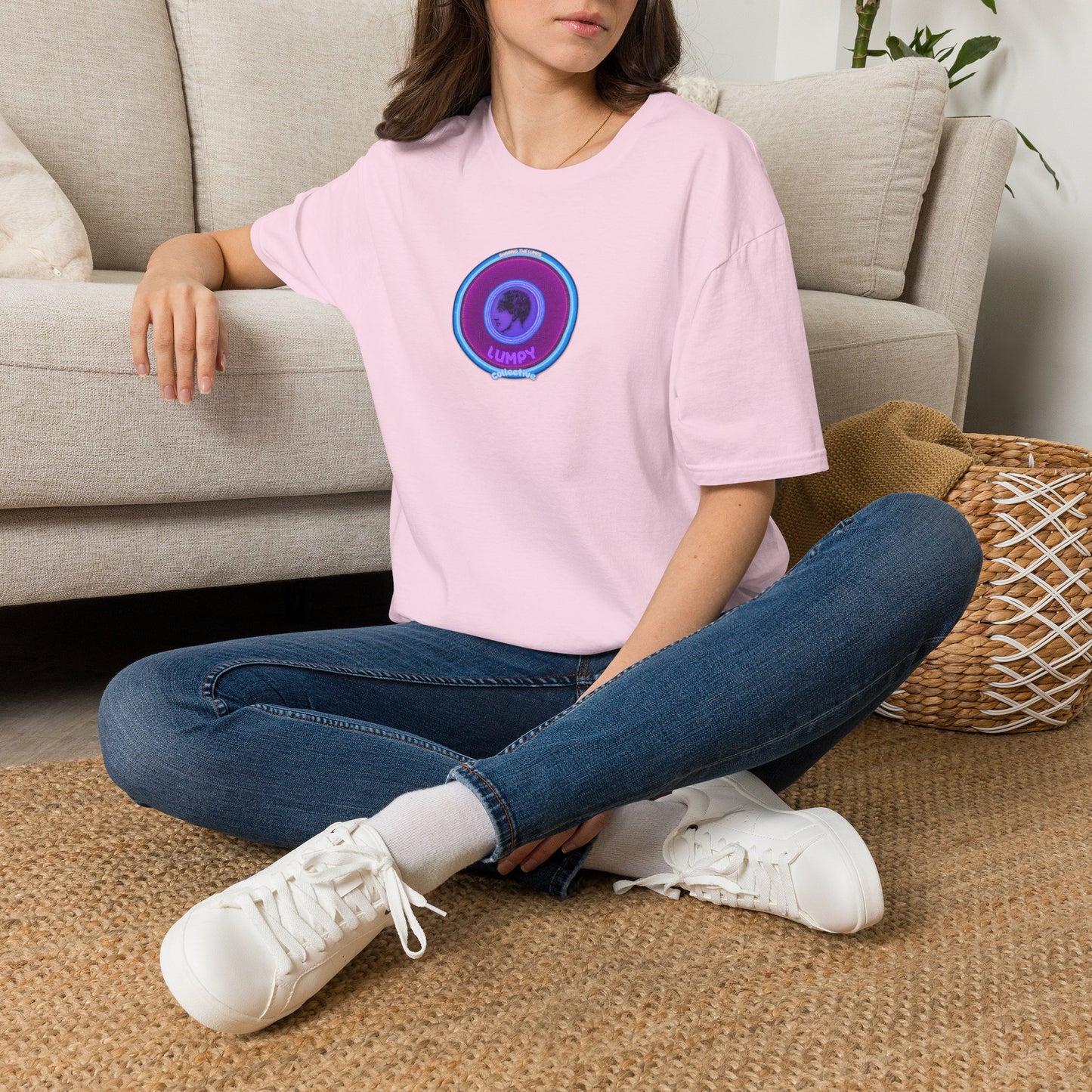 Classic Donut Tee - Unisex Soft-Style - "Lumpy Collective Donut" - rustic purple/light blue lumpy donut - variant 2