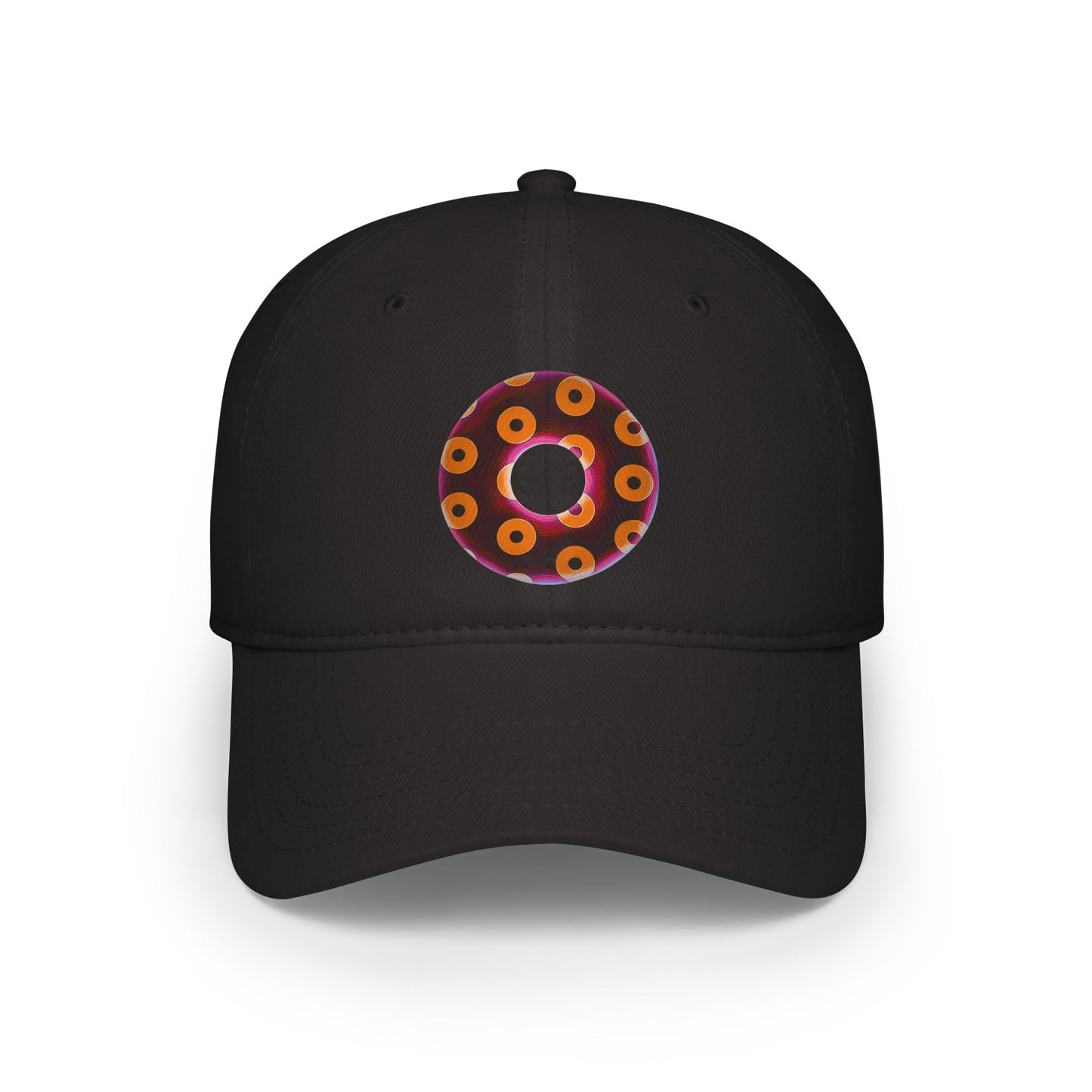 Lumpy Donut Baseball Cap - "Plain [Mary] Jane" - paradoxical dark magenta/orange blimpy donut w/