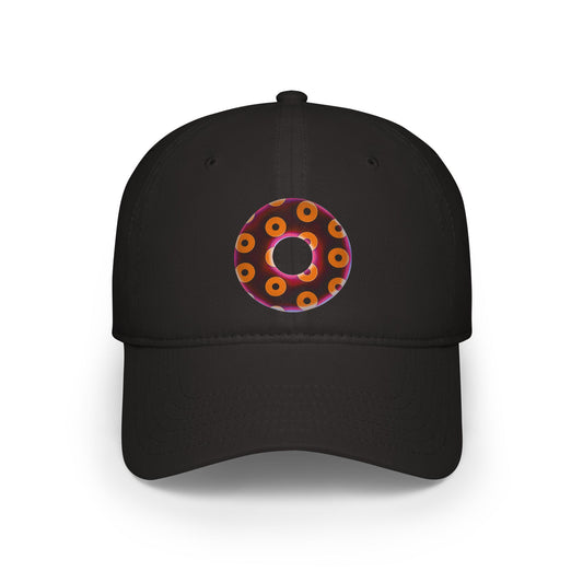 Lumpy Donut Baseball Cap - "Plain [Mary] Jane" - paradoxical dark magenta/orange blimpy donut w/