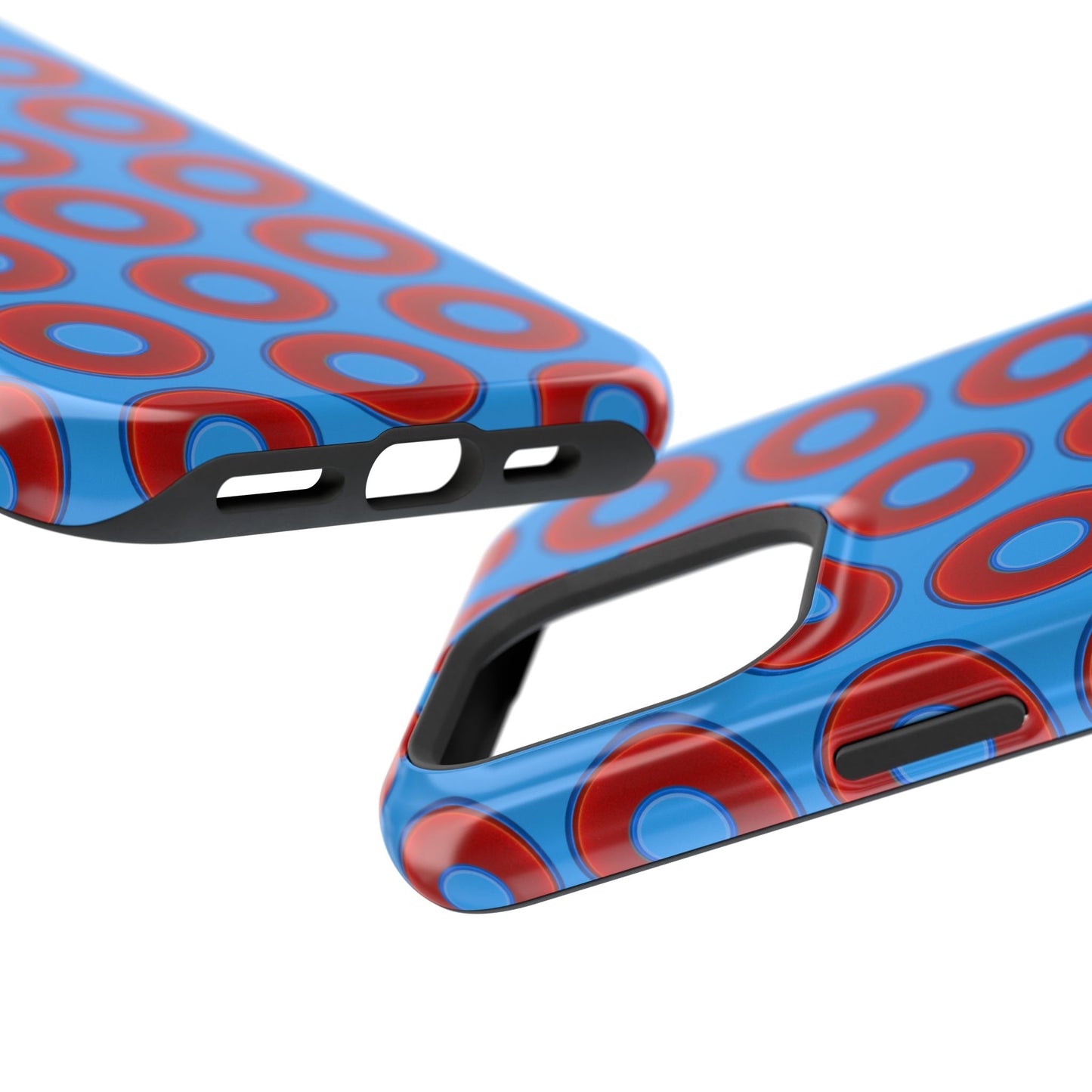 Impact-Resistant Lumpy Donut Case - red vivid donut print w/sky royal blue background